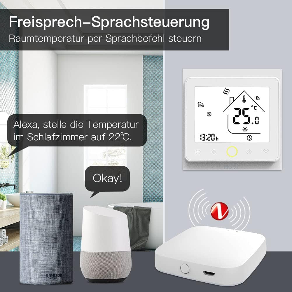 Tuya Zigbee Termostato per Riscaldamento Elettrico a Pavimento 16A Wireless Compatibile Con Smart Life Tuya App Alexa Googlehome Controllo Vocale Richiede L'Hub Zigbee Di Tuya