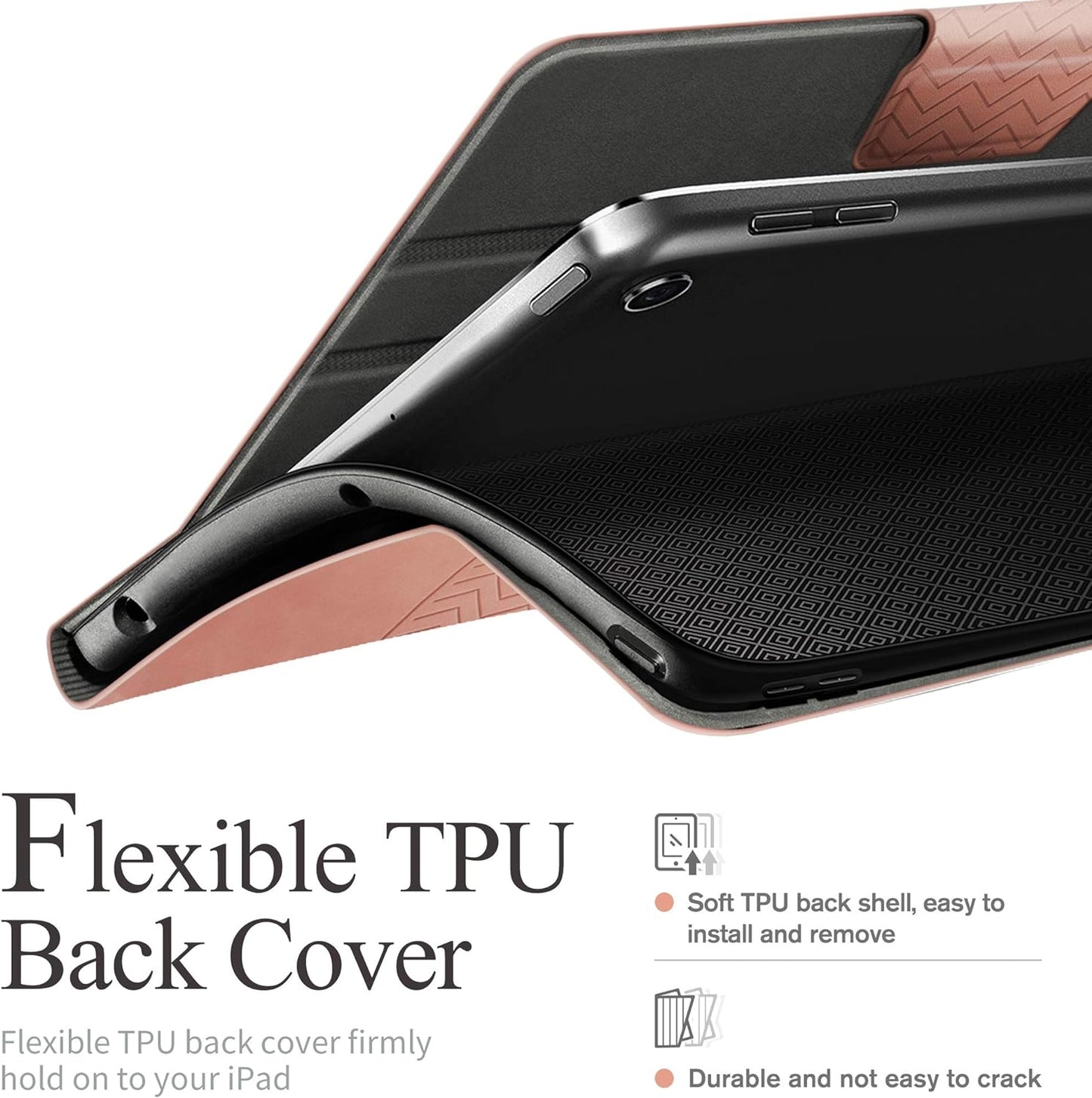 Custodia per Ipad 9A Generazione 2021, Ipad 8A Generazione 10.2" 2020, Ipad 7A Gen 2019, Con Portapenne Integrato, Auto Svegliati/Sonno (Rosa)