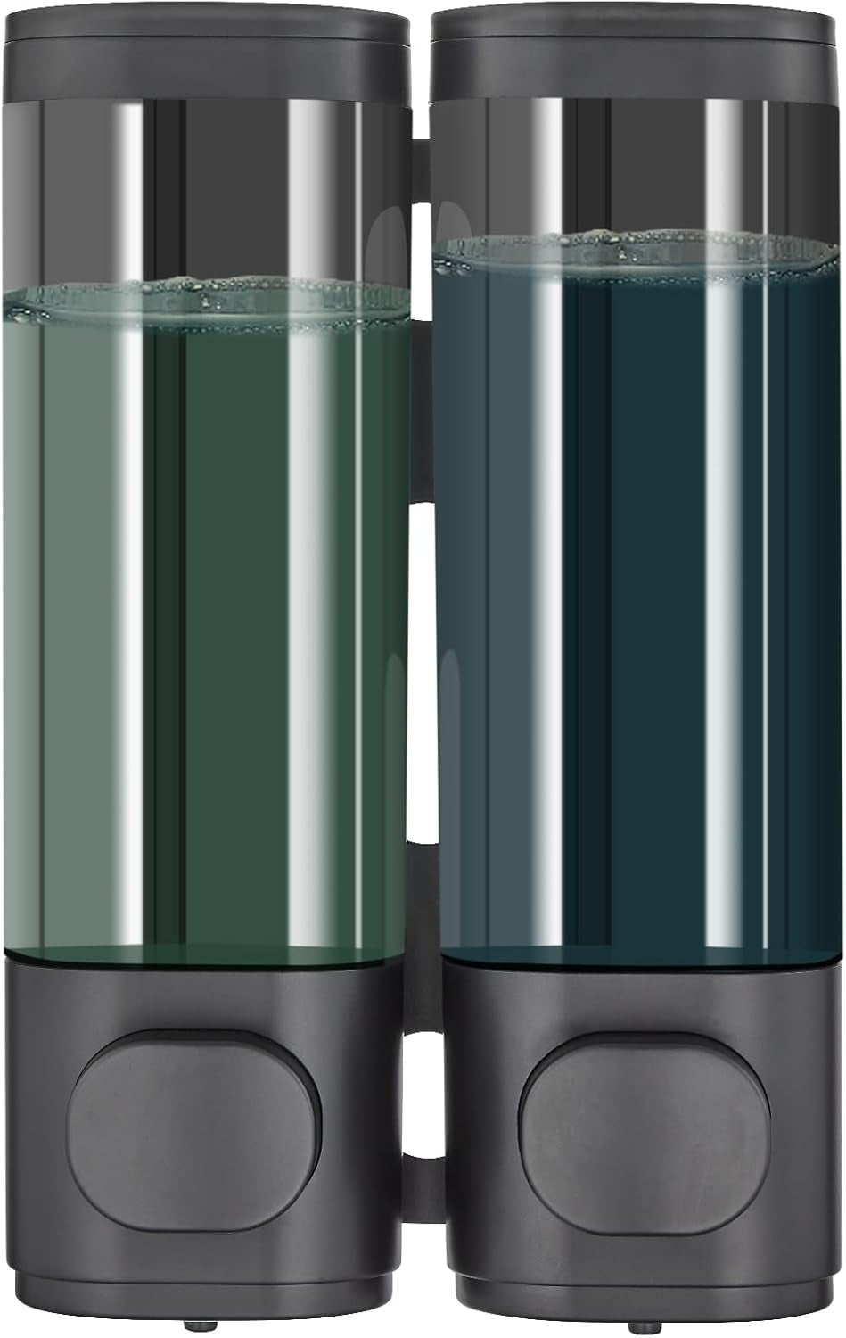 Dispenser per Shampoo E Balsamo, Dispenser per Doccia a 2 Camere, Senza Trapano, Dispenser Di Shampoo per Doccia a Parete, per Shampoo, Balsamo, Bagnoschiuma, per Bagno (Nero, 2 Camere)