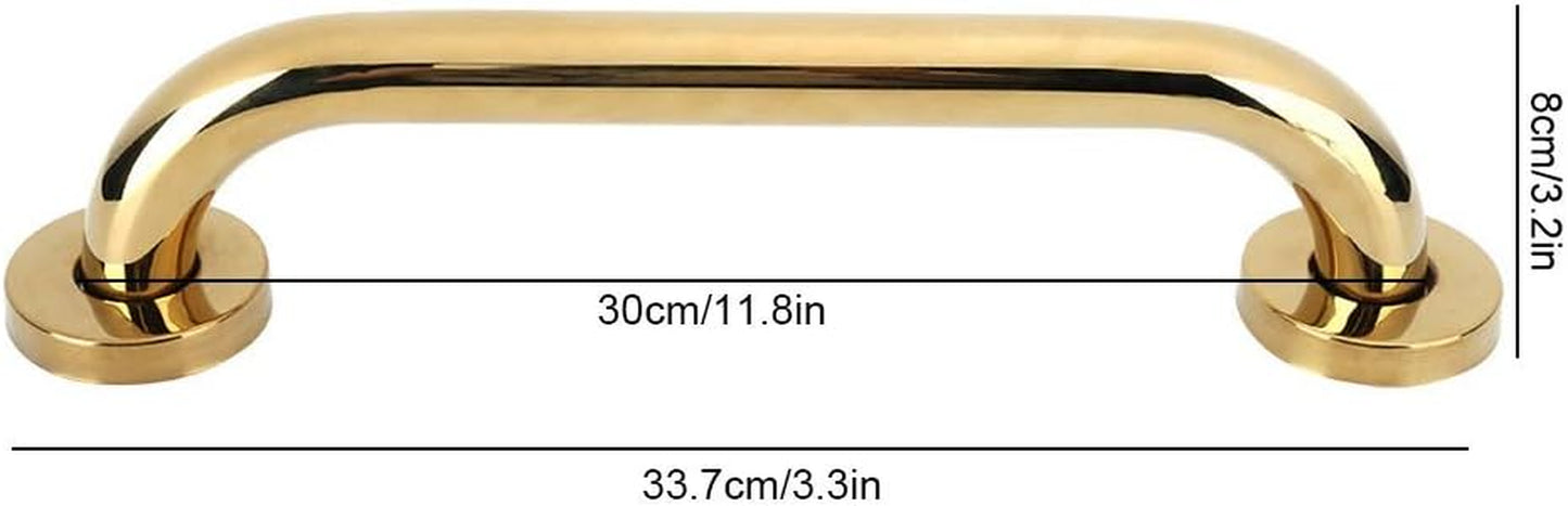 Barra Di Sostegno in Acciaio Inossidabile, Barra Di Sicurezza per Bagno Dorata Corrimano Antiscivolo Supporto Di Sicurezza Antiscivolo Porta Asciugamani per Vasca Da Bagno WC 30 Cm