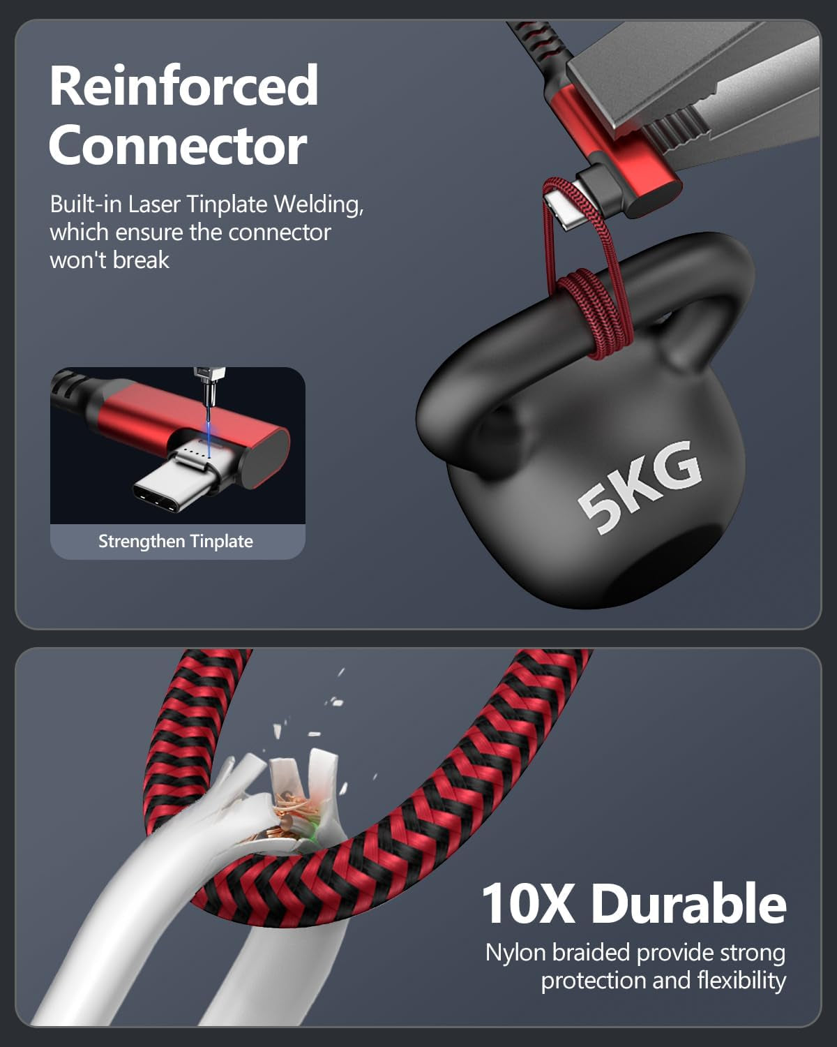 Cavo USB a USB C, 0.5 M 10 Gbps USB 3.1 Gen 2 USB C Compatibile Con Android Auto, Galaxy S24, SSD, Xperia Pro, Rosso Xiaomi