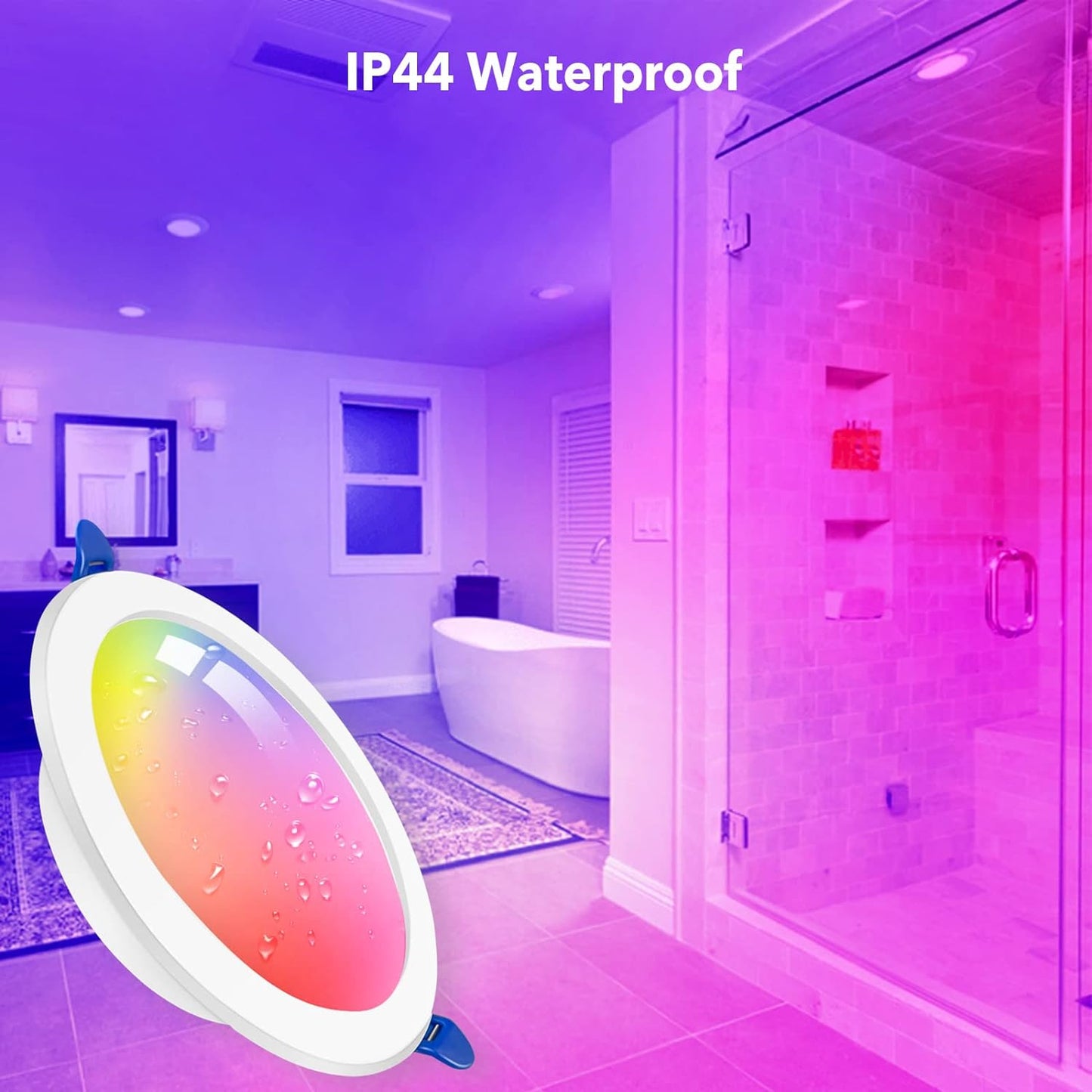 Faretti Alexa Led Da Incasso,7W 500LM Compatibili Con Alexa E Google Home, Multicolore RGBCW LED Dimmerabile, Luci Ultrasottili Faretti Smart Led Da Incasso per Cartongesso, 2 Pezzi