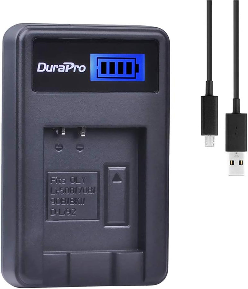 Durapro 2Pcs LI-90B,LI-92B Battery + LCD USB Charger for Olympus Tough TG-5, Tg-Tracker, SH-1, SH-2, SP-100 IHS, Tough TG-1 Ihs, Tough TG-2 Ihs, Tough TG-3, Tough TG-4, SH50 Ihs, SH60, XZ-2 Ihs Camera