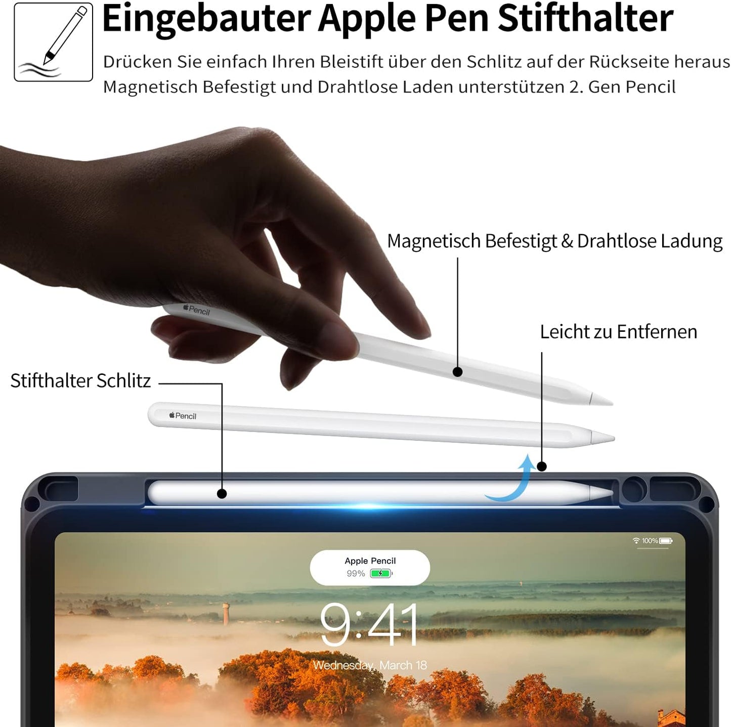 HOLIMET Cover per Ipad Air 6 11" M2 2024, Ipad Air 5./4. Generazione (2022/2020) 10.9 Pollici Cover Con Pencil Holder, Custodia Auto Sveglia/Sonno Smart Folio Case, Supporto Multi-Angolo - Marrone