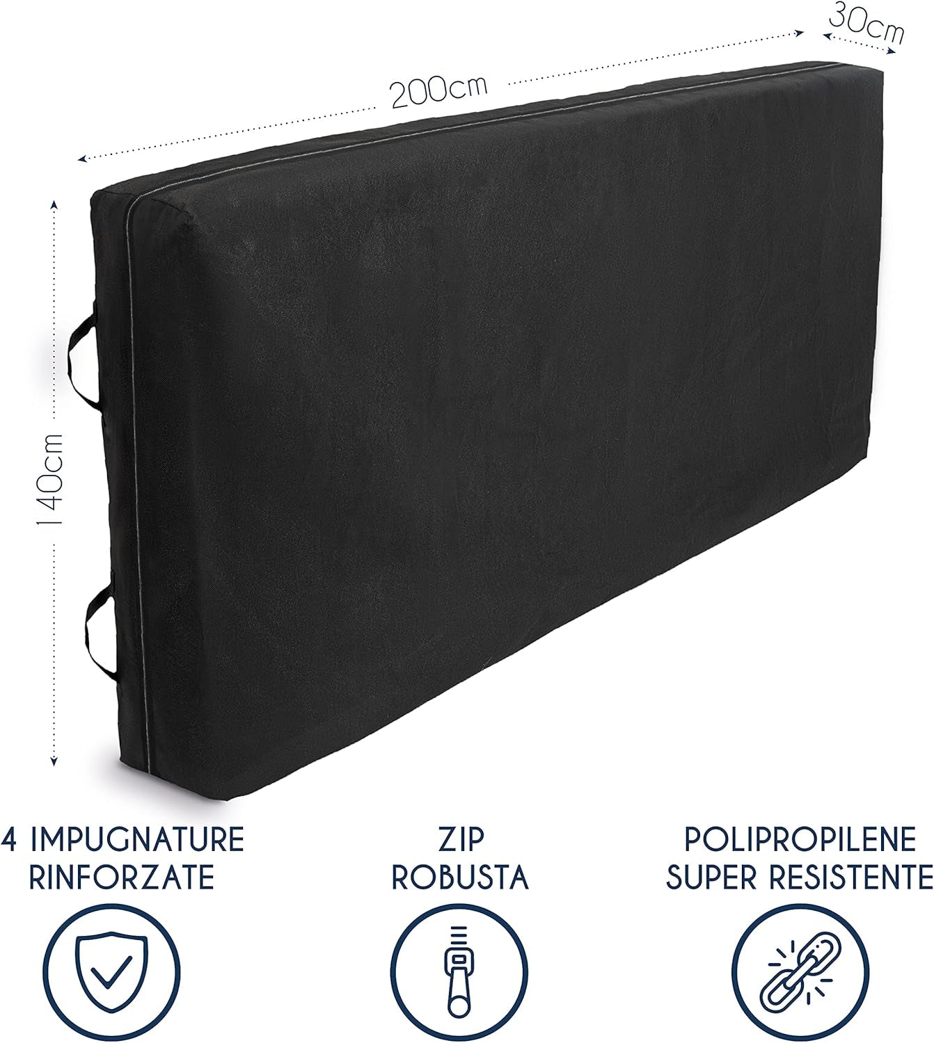 Custodia Materasso 140X190/200 Trasloco E Stoccaggio (Made in EU E OEKO-TEX - Spessore 30Cm) - Coprimaterasso Con Cerniera E 4 Maniglie