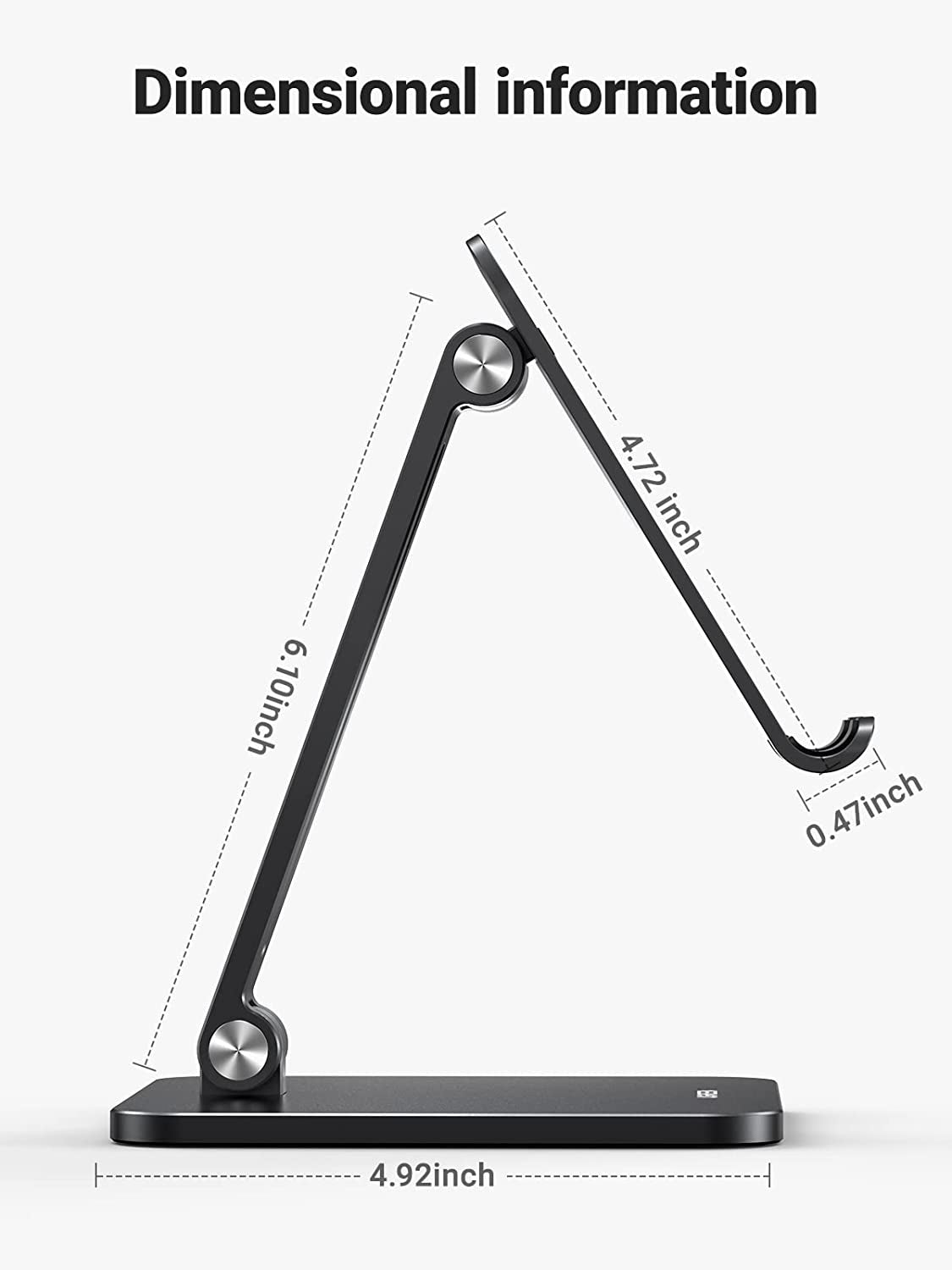 Supporto Tablet Da Tavolo, Porta Tablet Regolabile, Supporto Cellulare in Alluminio Compatibile Con Galaxy Tab, Ipad Mini/Air 6 5, Iphone 16 Plus, Galaxy S24 Ultra E Altri Da 4-12.9", Nero