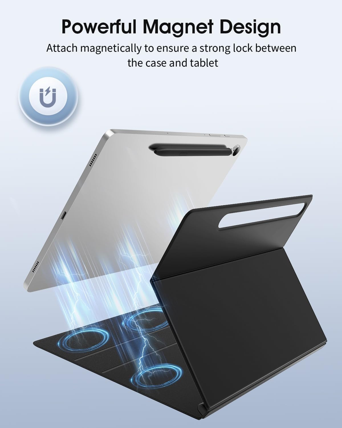 Custodia Magnetica Compatibile Con Galaxy Tab S9 2023 SM-X710/SM-X716B/SM-X718U, Cover per Galaxy Tab S9 11 Inch, Sottile E Leggero Supporto Con Slot Incorporato per S Pen, Nero