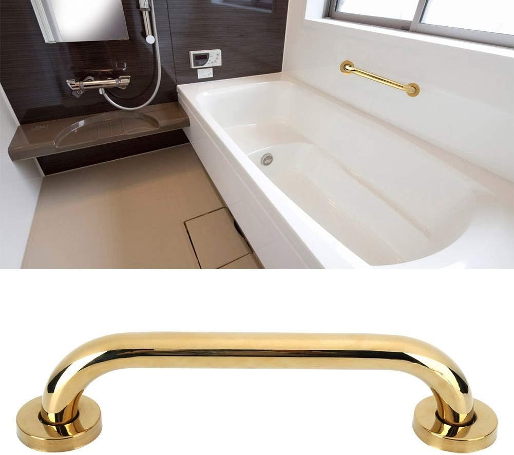 Barra Di Sostegno in Acciaio Inossidabile, Barra Di Sicurezza per Bagno Dorata Corrimano Antiscivolo Supporto Di Sicurezza Antiscivolo Porta Asciugamani per Vasca Da Bagno WC 30 Cm