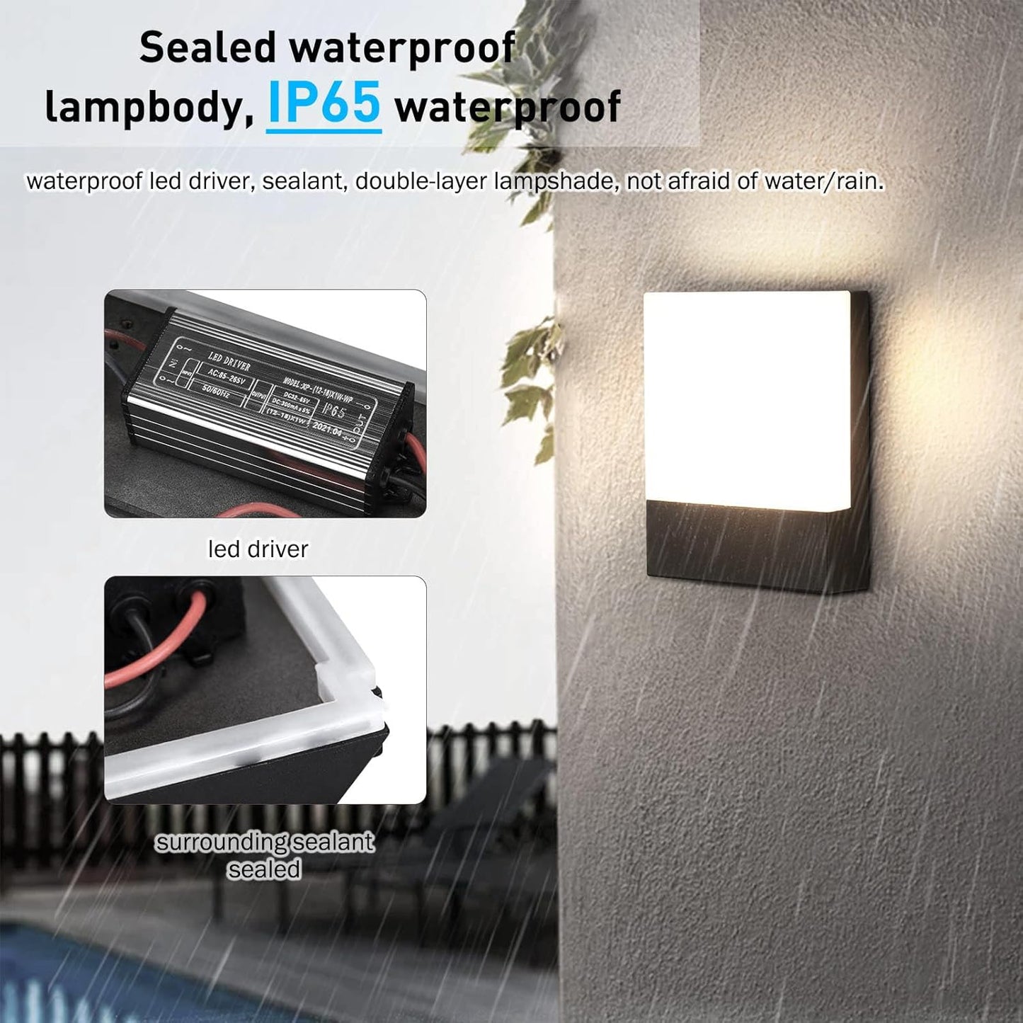 Applique Da Parete Esterno 18W Lampada Da Parete Led Esterna Impermeabile IP65 Luce a Muro in Alluminio Esterni Luci Da Parete per Balcone Giardino Veranda Garage Patio 4000K - Bianco Neutre