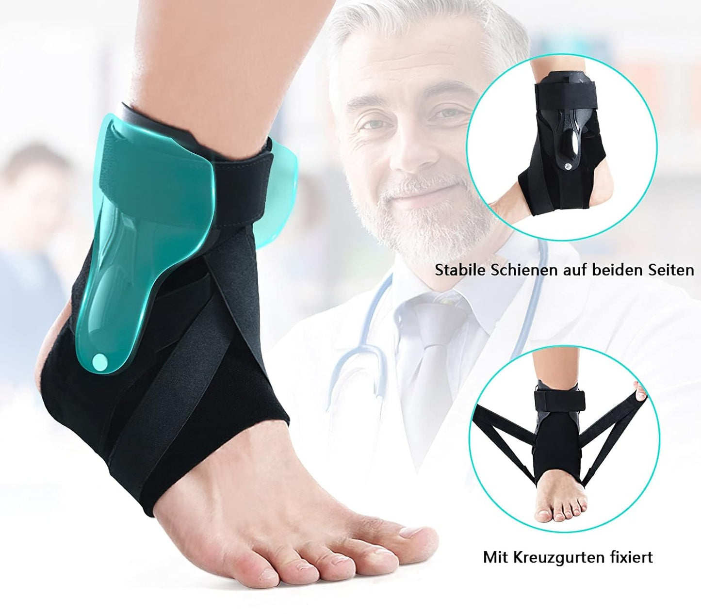 Fascia per Caviglia, Regolabile, per Caviglia E Caviglia, Con Tavola in PE, Resistente, Stabilizzazione Della Caviglia, Con Chiusura in Velcro, per Uomo E Donna, per Dolori Alla Caviglia, (M)