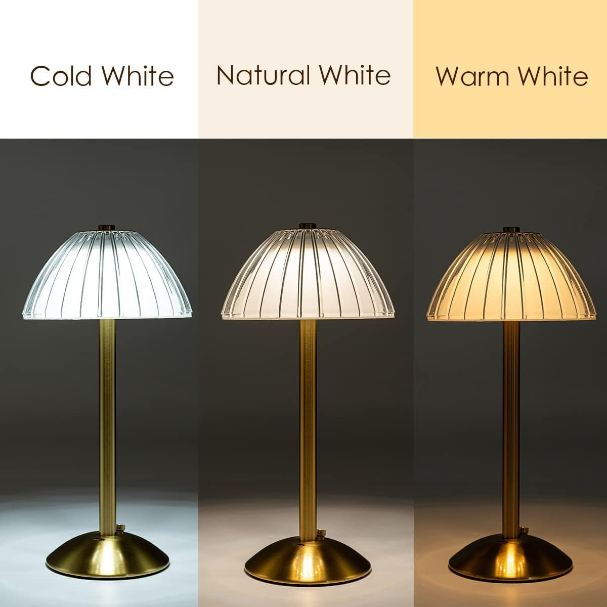 Lampada Da Tavolo Senza Fili, Con Batteria, LED Dimmerabile. Lampada Da Tavolo per Soggiorno, Camera Da Letto, 3 Colori