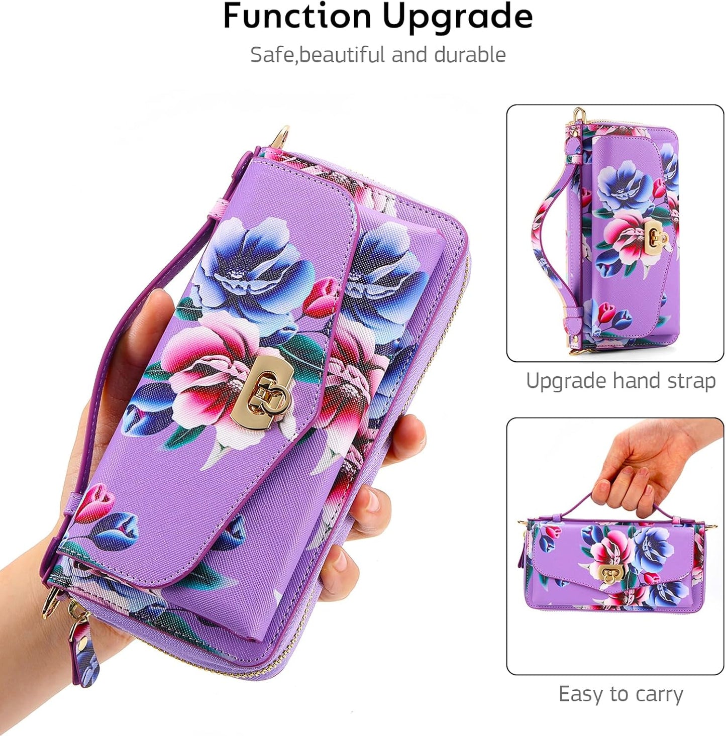 Custodia a Portafoglio per Galaxy S23 Ultra, in Pelle PU Di Alta Qualità, Slot per Schede, Chiusura Magnetica, Custodia Protettiva RFID per Samsung Galaxy S23 Ultra Da 6,8 Pollici, Viola