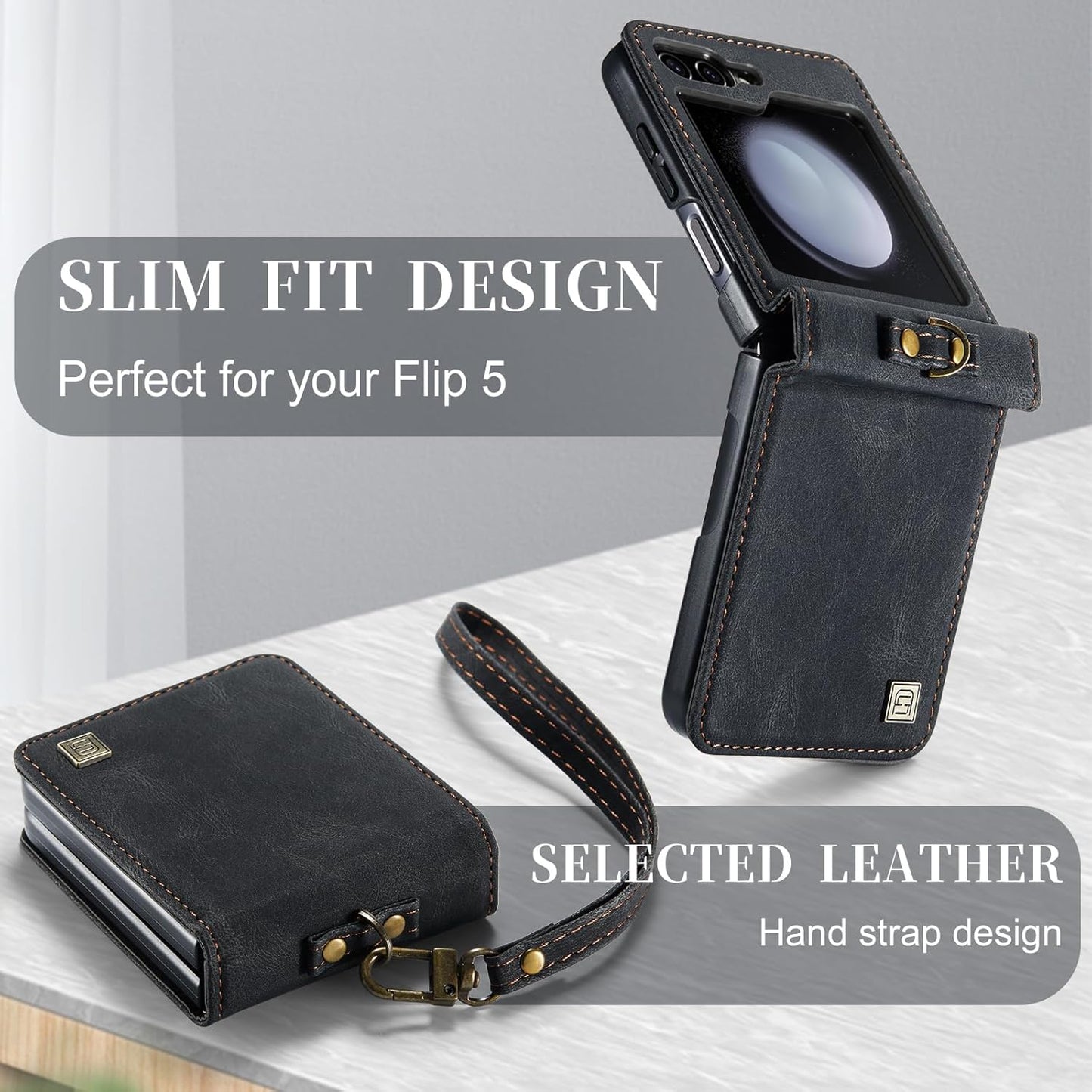 Custodia a Portafoglio per Galaxy Z Flip 5, Con Blocco RFID, Antiurto, Slot per Schede, Pelle PU Di Alta Qualità, Chiusura Magnetica, Custodia Verticale in Pelle Compatibile Con Samsung Galaxy Z