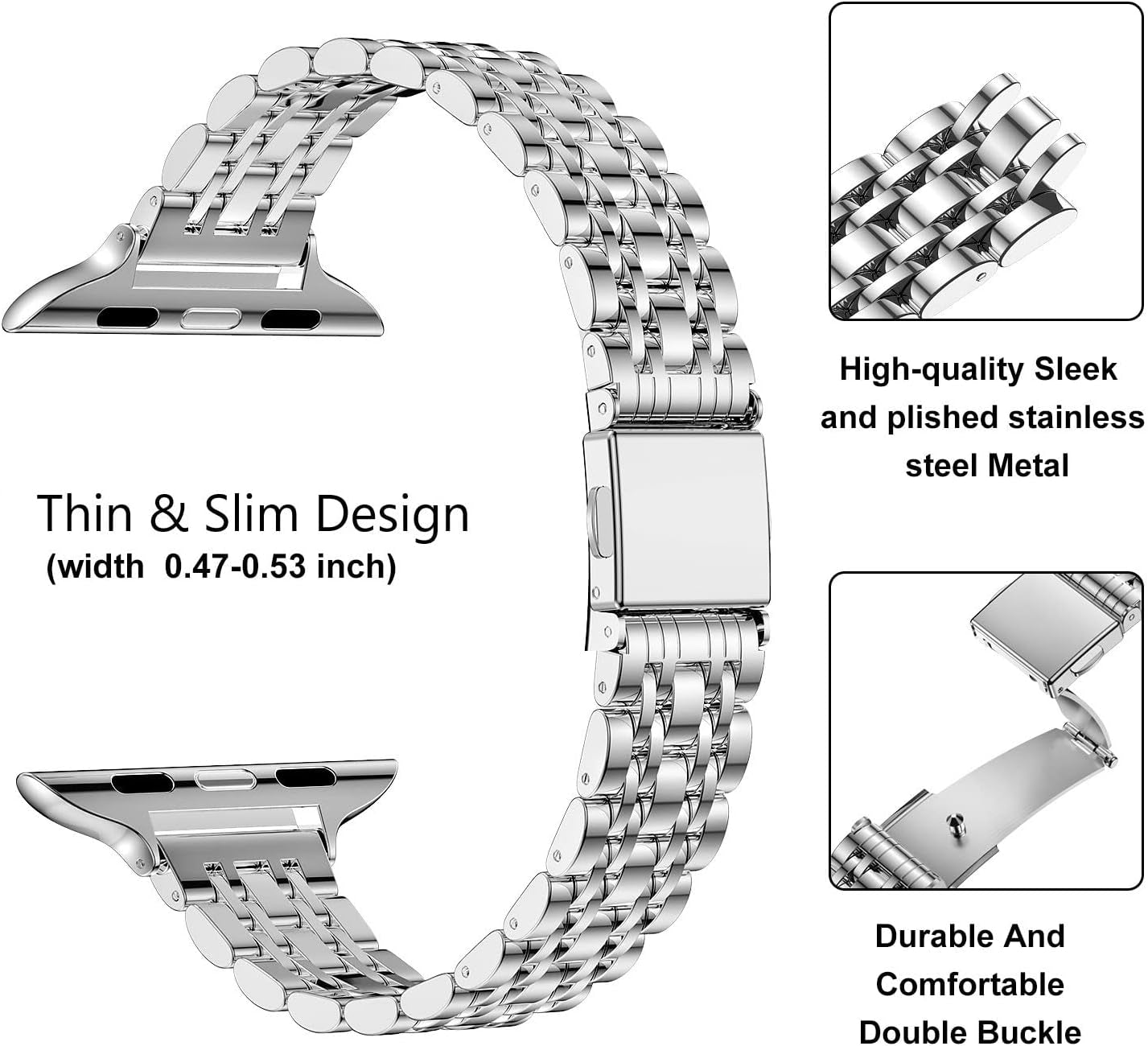 Fascia Sottile Compatibile Con Il Bracciale Apple Watch 38 Mm 40 Mm 41 Mm 42 Mm 44 Mm 45 Mm, Sottile Fascia a Catena in Metallo in Acciaio Inox per Iwatch Da Donna Serie 8 7 6 5 4 3 2 1 SE
