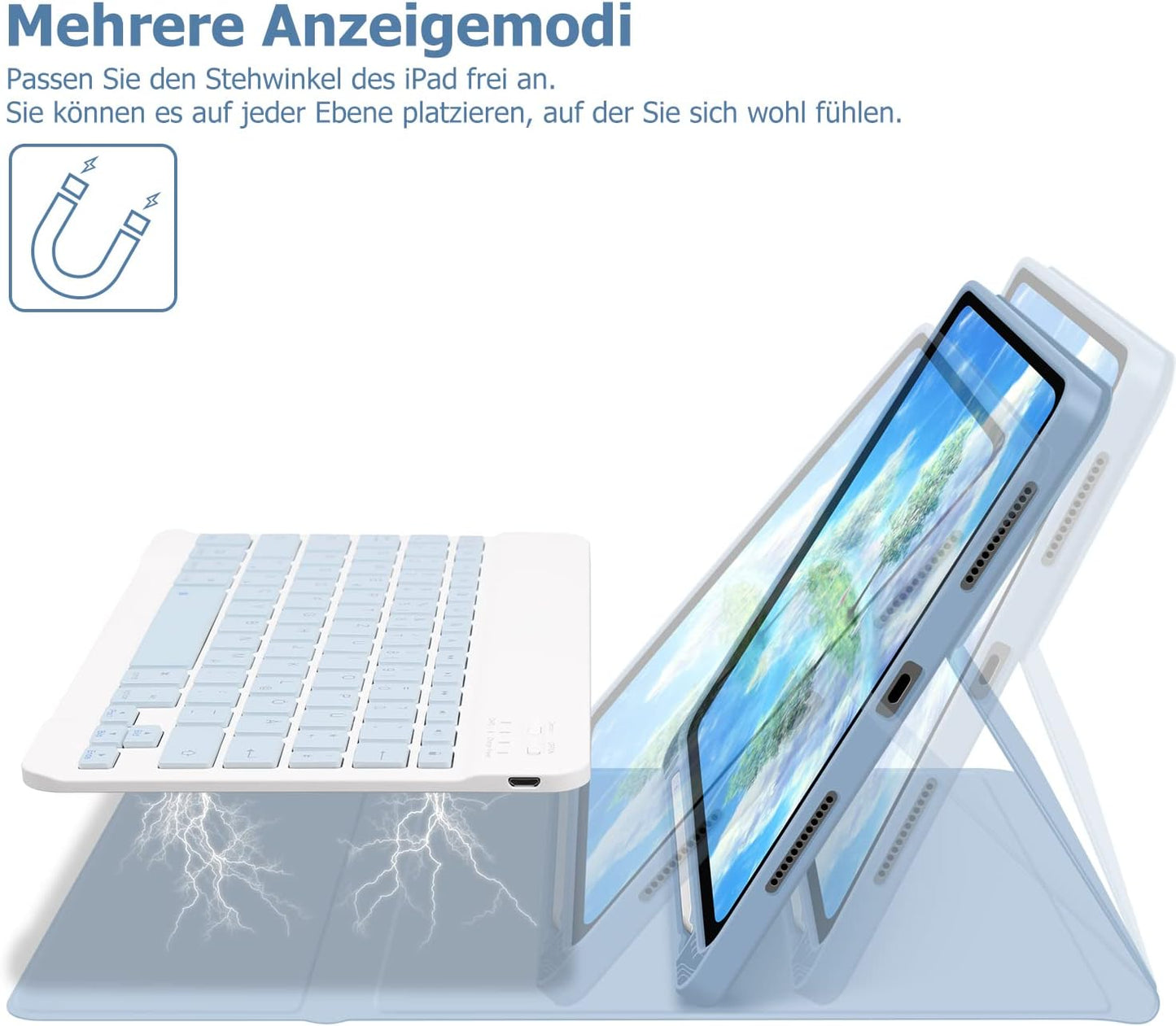 Custodia per Tastiera per Ipad Air 5 2022 / Ipad Air 4 2020 10,9 Pollici, Magnetica Rimovibile Con Layout Tedesco QWERTZ