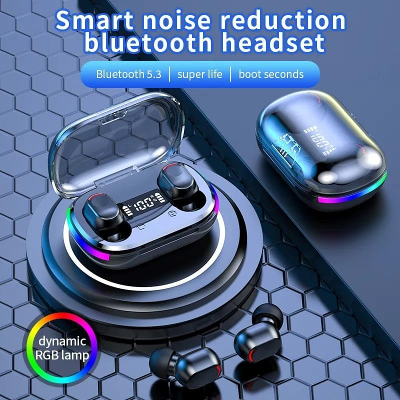 Cuffie Wireless AI-7B, Cuffie Wireless Bluetooth 5.3, Cuffie Stereo Bluetooth Hifi Con Display a LED Nell'Orecchio Controllo Tattile Con Cancellazione Del Rumore IP7 Impermeabile