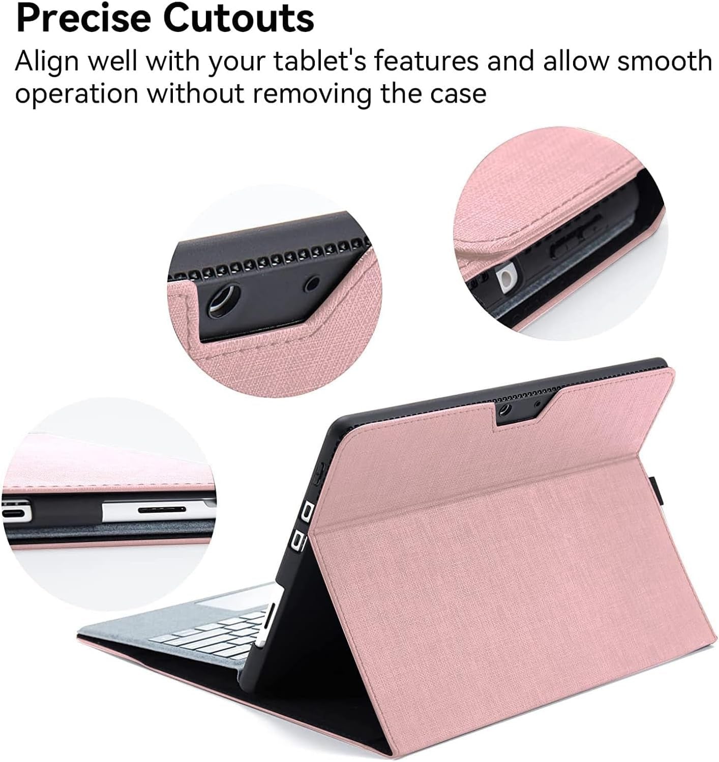 Custodia per Tablet Surface Pro 11, Pro 10,Pro 9 per Business Custodia Con Portapenne, Angolo Di Visualizzazione Multiplo Regolabile, Compatibile Con La Tastiera Type Cover