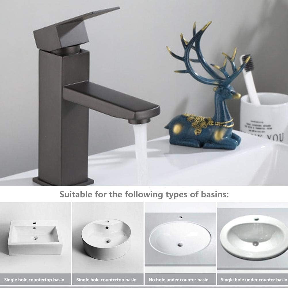 G1/2In Acciaio Inossidabile Satinato Rubinetto Grigio Rubinetto per Lavabo Corto Bagno Lavabo per Lavabo Lavabo Caldo E Freddo Lavabo(#2)