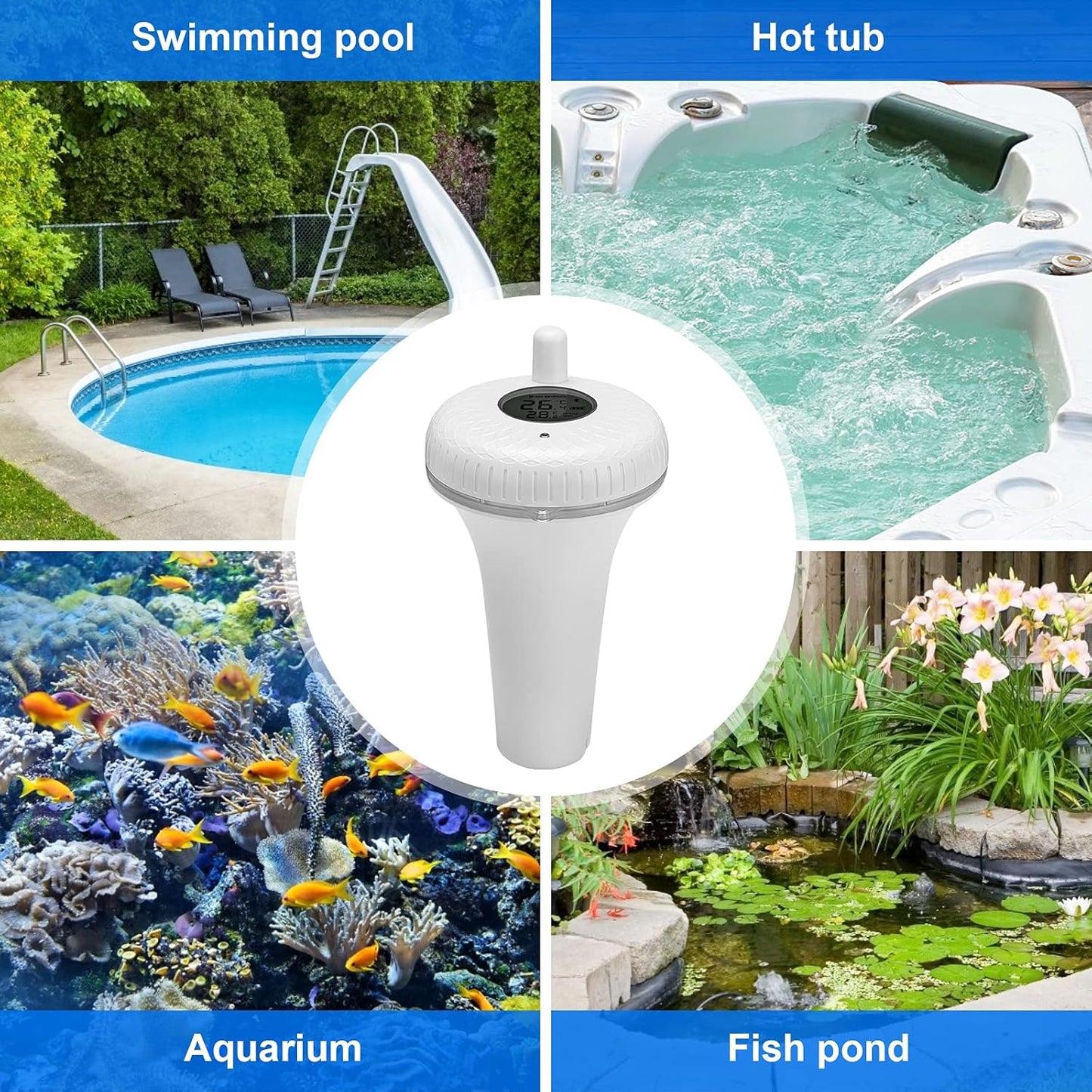 IBS-P02B Termometro per Piscina Digitale Termometro Galleggiante Bluetooth Con Sensore Di Temperatura Anti-Pioggia Con Esportazione Dati, Allarme, Grafica,Supporto per Ios E Android