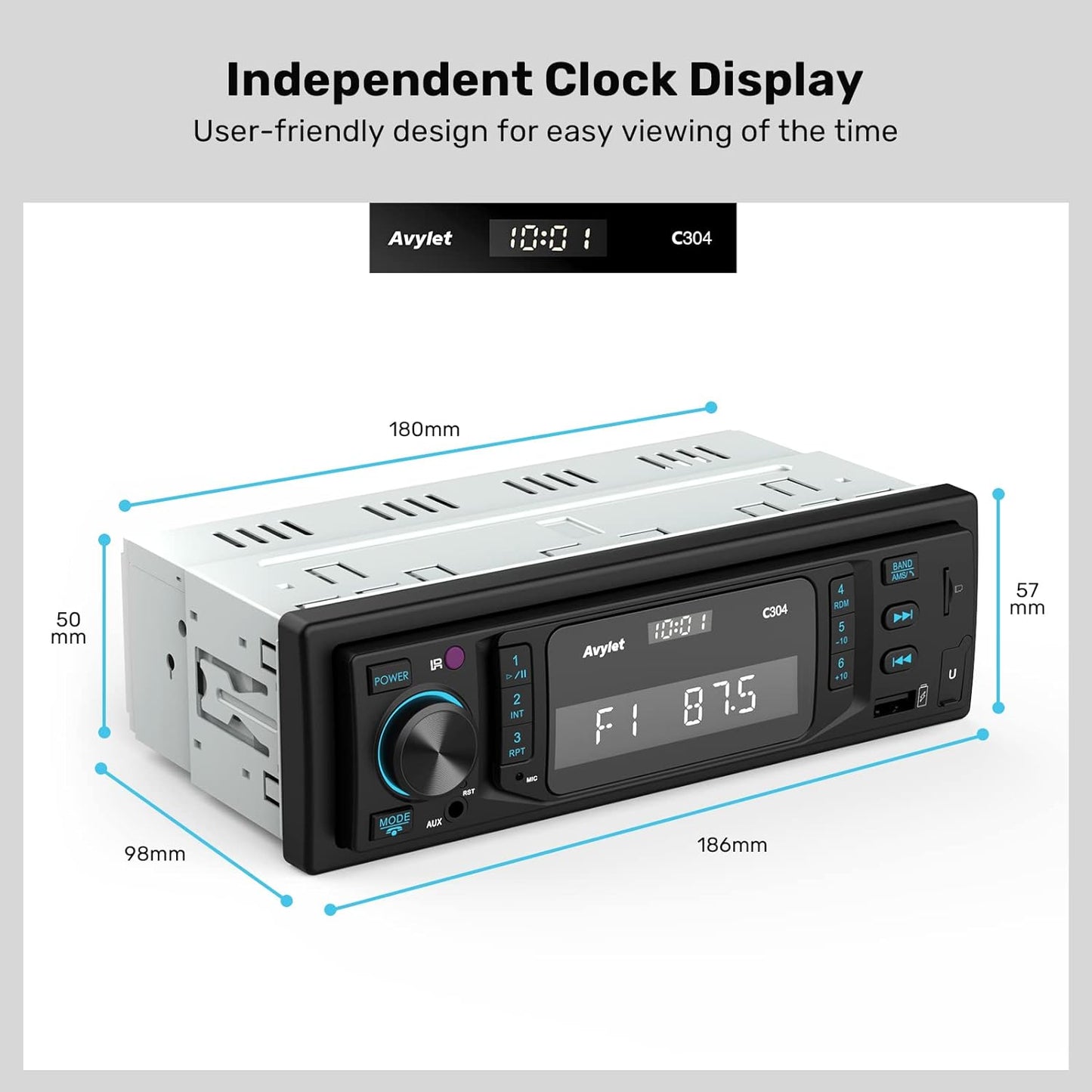 RDS Autoradio Bluetooth Vivavoce, Radio Stereo 1DIN Bluetooth 5.0, 7 Luce Del Pulsante Di Colore, 9-30V, 60WX4 Supporto Fm/Am/Aux/Usb/Sd/Ios/Android/Remote Control, Salva 30 Stazioni