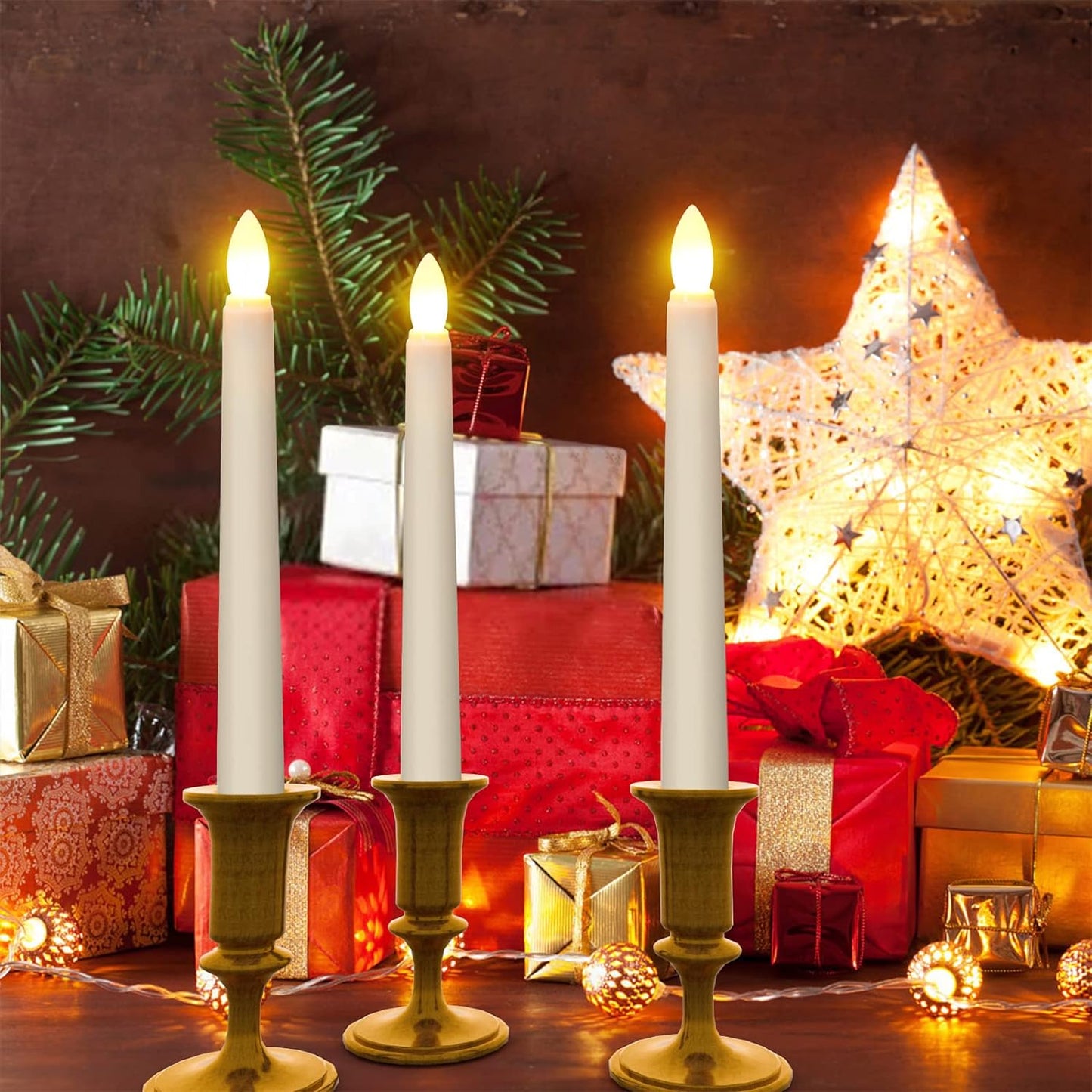 - Candele LED per Finestre, 6 Pezzi Candela Da Tavolo Senza Fiamma a Batteria Con Timer Remoto per Casa, Cena, Matrimonio, Vacanza, Decorazione - Bianco Caldo