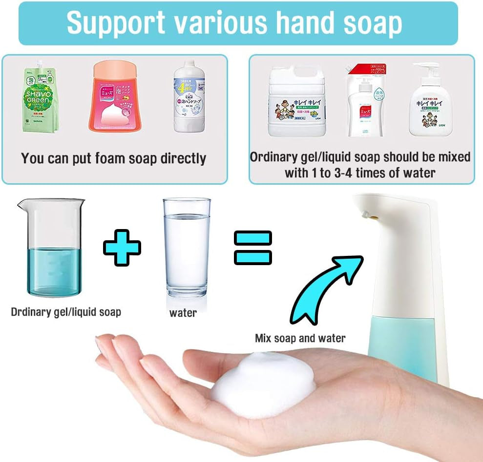 Dispenser Sapone Automatico, Dispenser Sapone 250Ml Con Sensore a Infrarossi Senza Contatto E Base Impermeabile per Bagno E Cucina