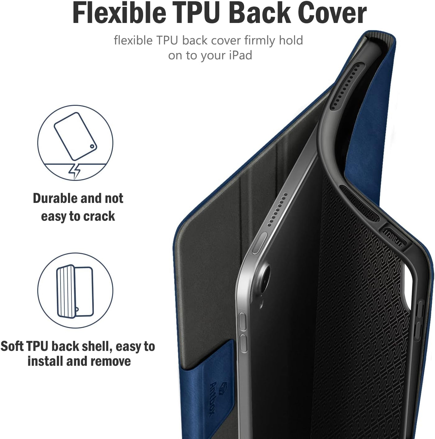 Custodia per Ipad 10ª Generazione 10,9 Pollici 2022 in Pelle PU Con Portapenne, Angolo Di Supporto Regolabile, Funzione Di Auto Sveglia/Sonno (Blu)