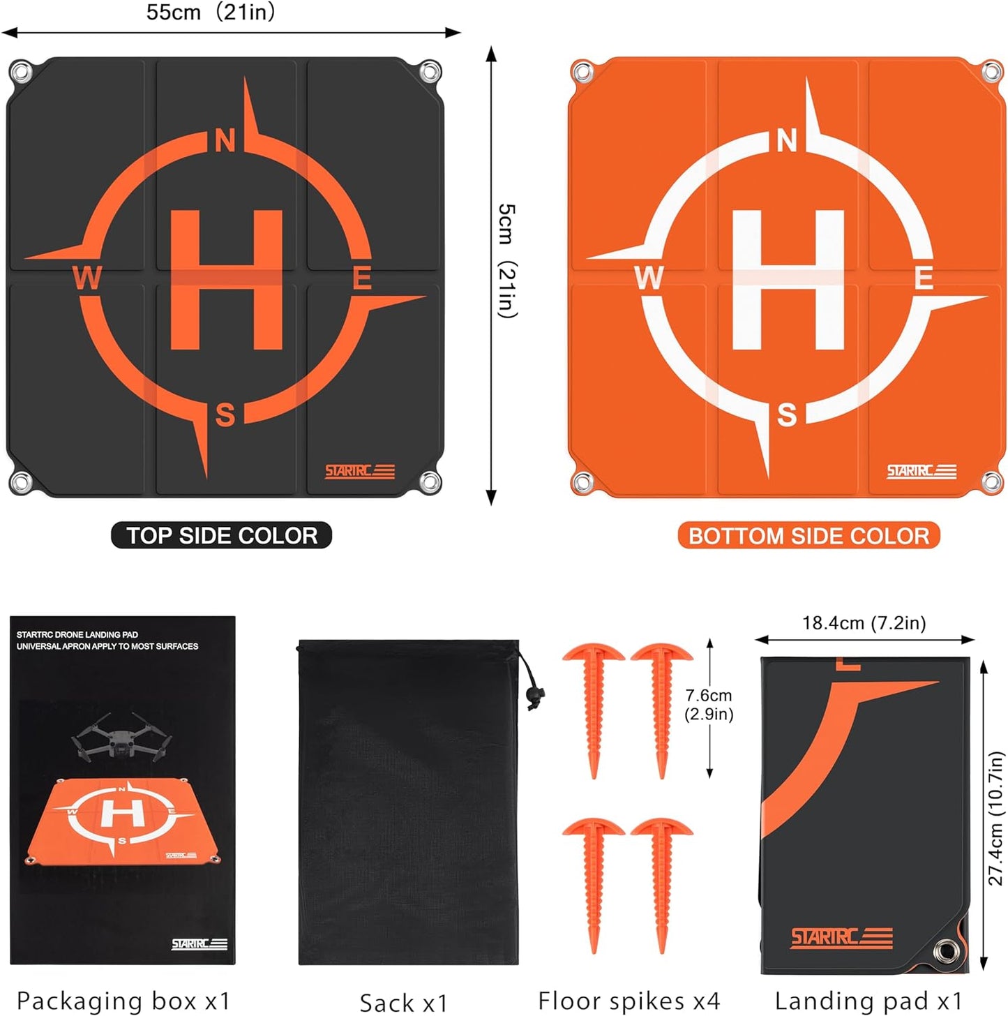 Drone Landing Pad,50Cm(19”) Portatile Universale Pieghevole Veloce Helipad Tappeto Di Atterraggio per DJI Air 2S / Mavic Mini 2 / Mavic Air 2 / Mavic 2 /FIMI X8SE /DJI FPV Drone
