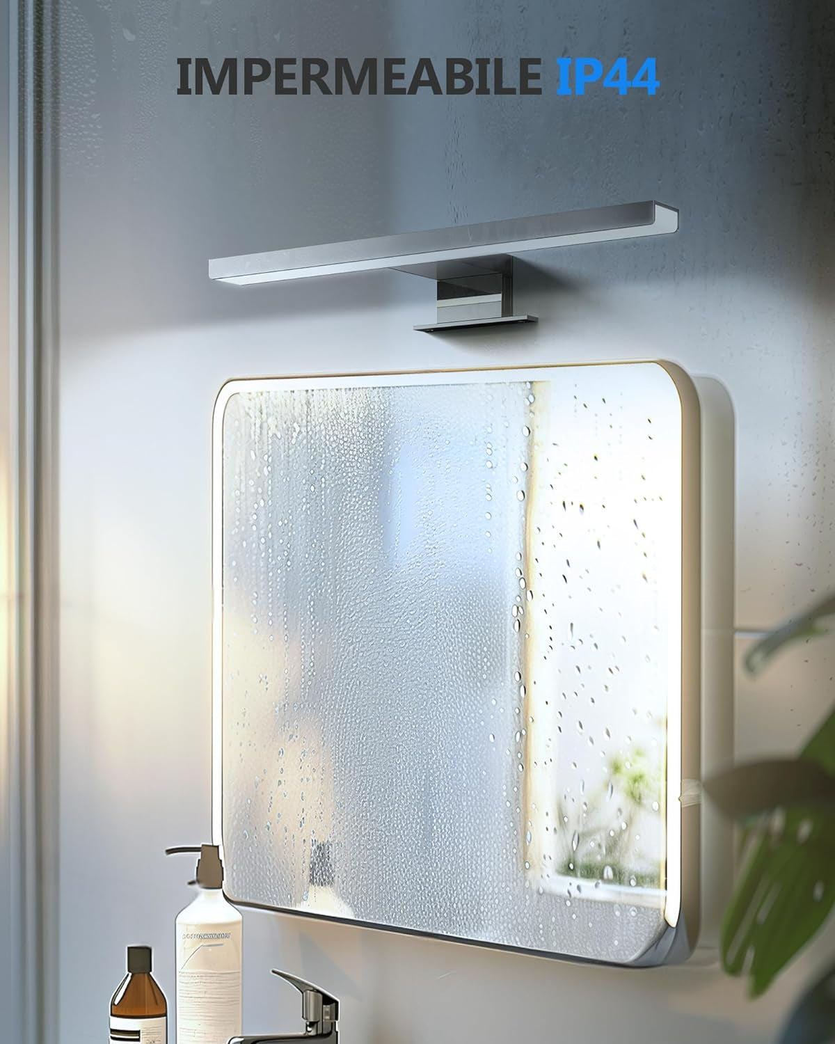 LED Lampada Da Specchio Bagno 30Cm 5W Bianco Freddo 6000K, Lampada Da Bagno Impermeabile IP44,CRI>80 Adatto a Trucco, Luce Specchio Bagno Cablato E Wireless,Lampada per Bagno, Armadio, Parete