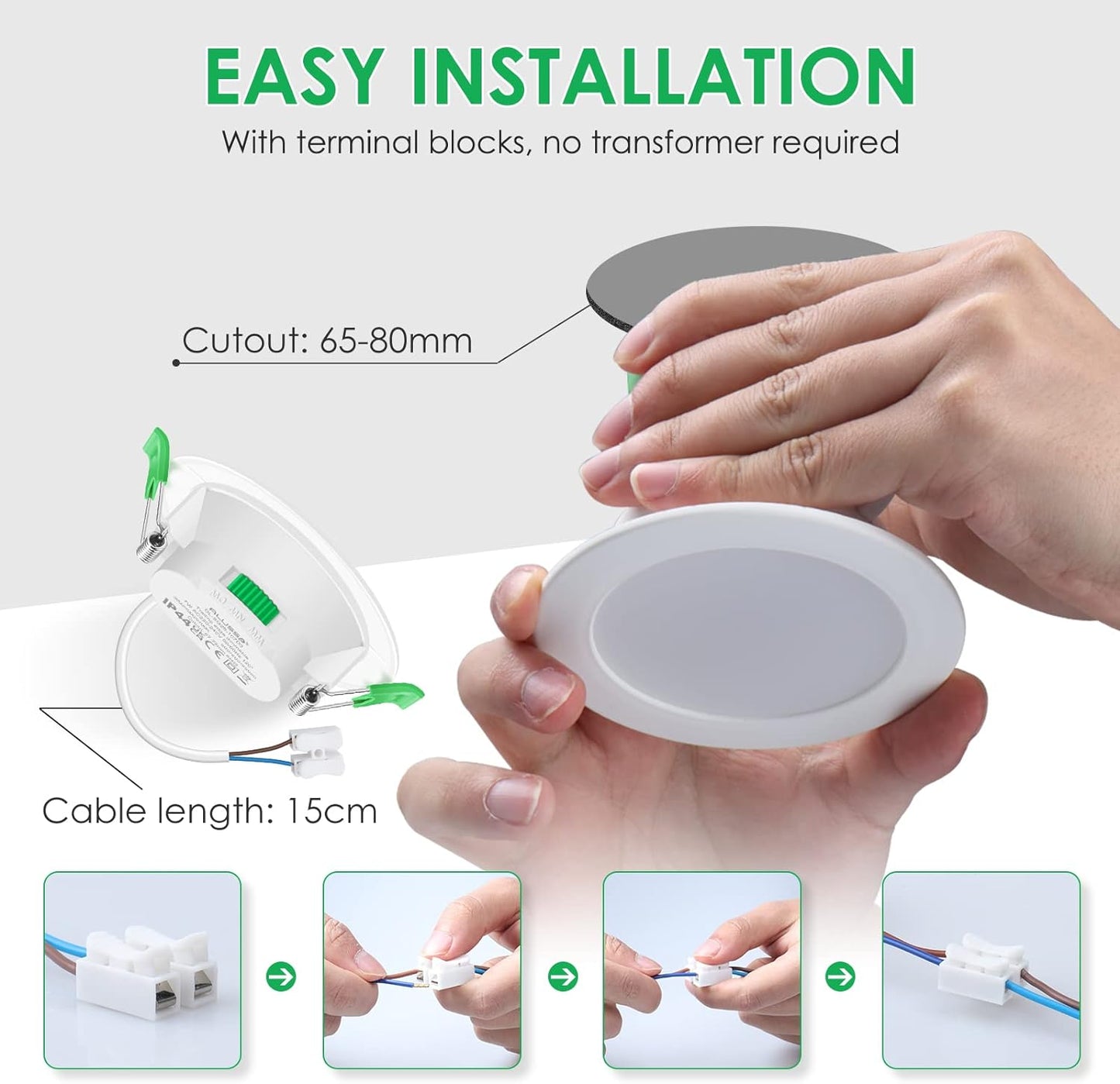 Faretti LED Da Incasso per Cartongesso Dimmerabili, Ultrasottili 7W IP44 3000K 4000K 6500K Faretti LED Soffitto, AC 220-240V, Diametro Foro Ø67-75Mm, Rotondo Nichel Spazzolato, Set Di 6