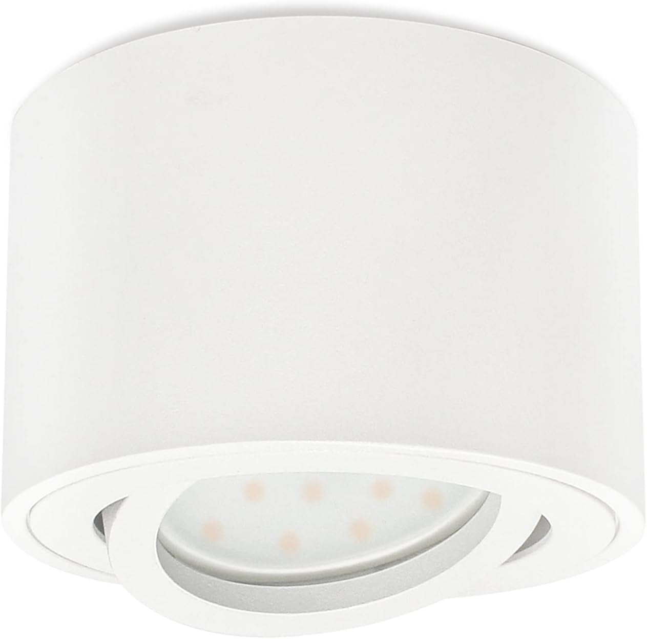 Faretti LED Soffitto Bianco, Orientabile, Ø80X50Mm, Telaio in Alluminio, Plafoniera Con Modulo LED Da 5W 230V, Rotondo