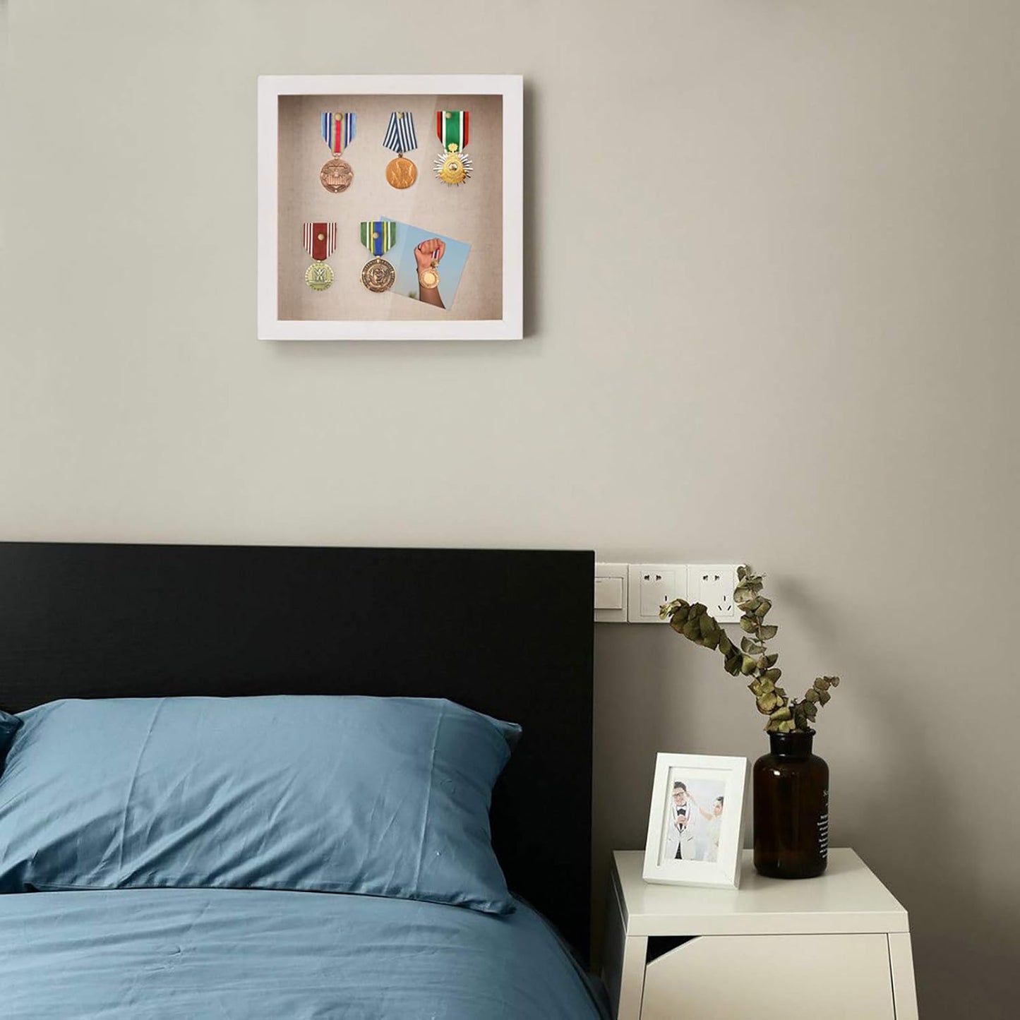 Cornice Porta Foto 3D in Legno Da Riempire per La Famiglia Amici Ecc. (28 X 28 Cm, Bianco)