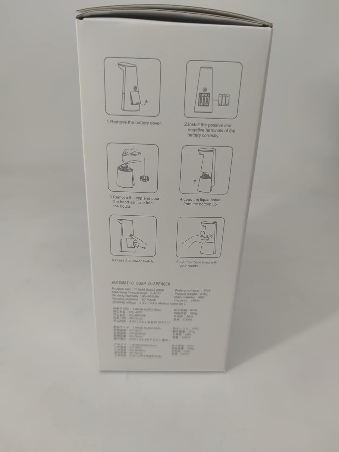 Dispenser Sapone Automatico, Dispenser Sapone 250Ml Con Sensore a Infrarossi Senza Contatto E Base Impermeabile per Bagno E Cucina