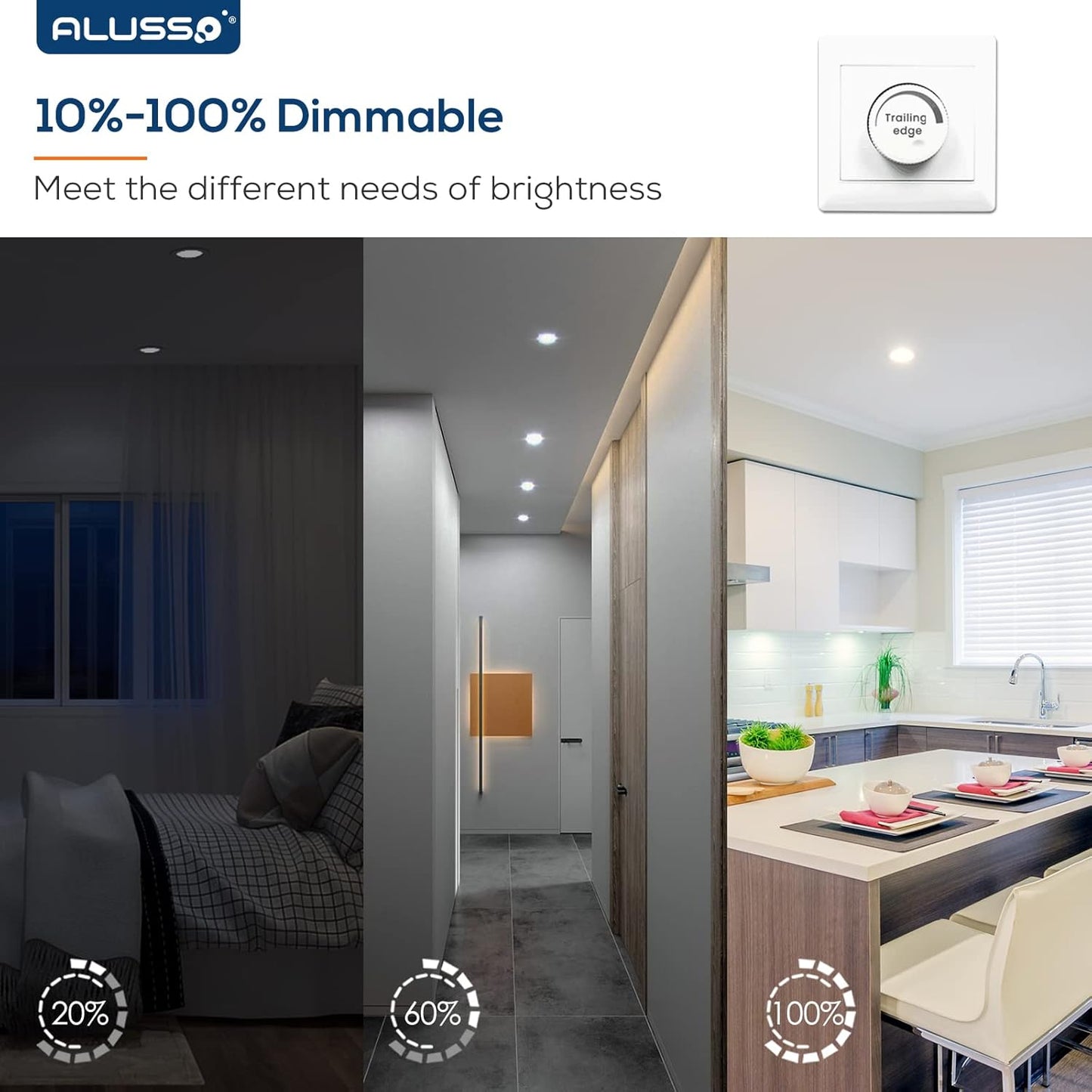 6 Faretti LED Da Incasso, 5W 400LM Luci Da Soffitto Interno, Dimmerabile IP65 per Bagno, Bianco Caldo 3000K Bianca Naturale 4000K Bianco Freddo 6500K, Apertura Ø75-85Mm, Ultra Sottile 30Mm