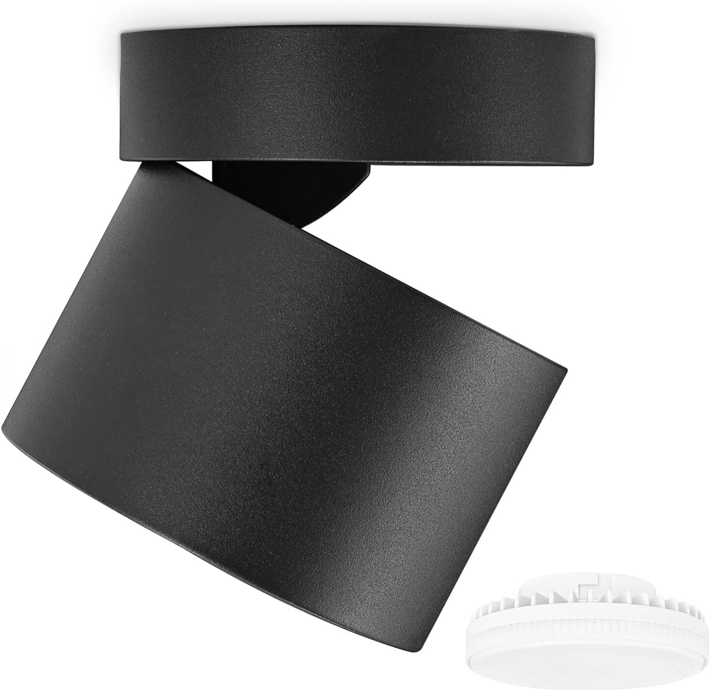 Faretto Da Soffitto a LED Orientabili Ø84*80Mm Con Modulo LED Intercambiabile 6W GX53 Lampadina LED Spot Light Nero Faretti Da Soffitto Luce Calda Bianca 3000K 550LM Apparecchio a Plafone