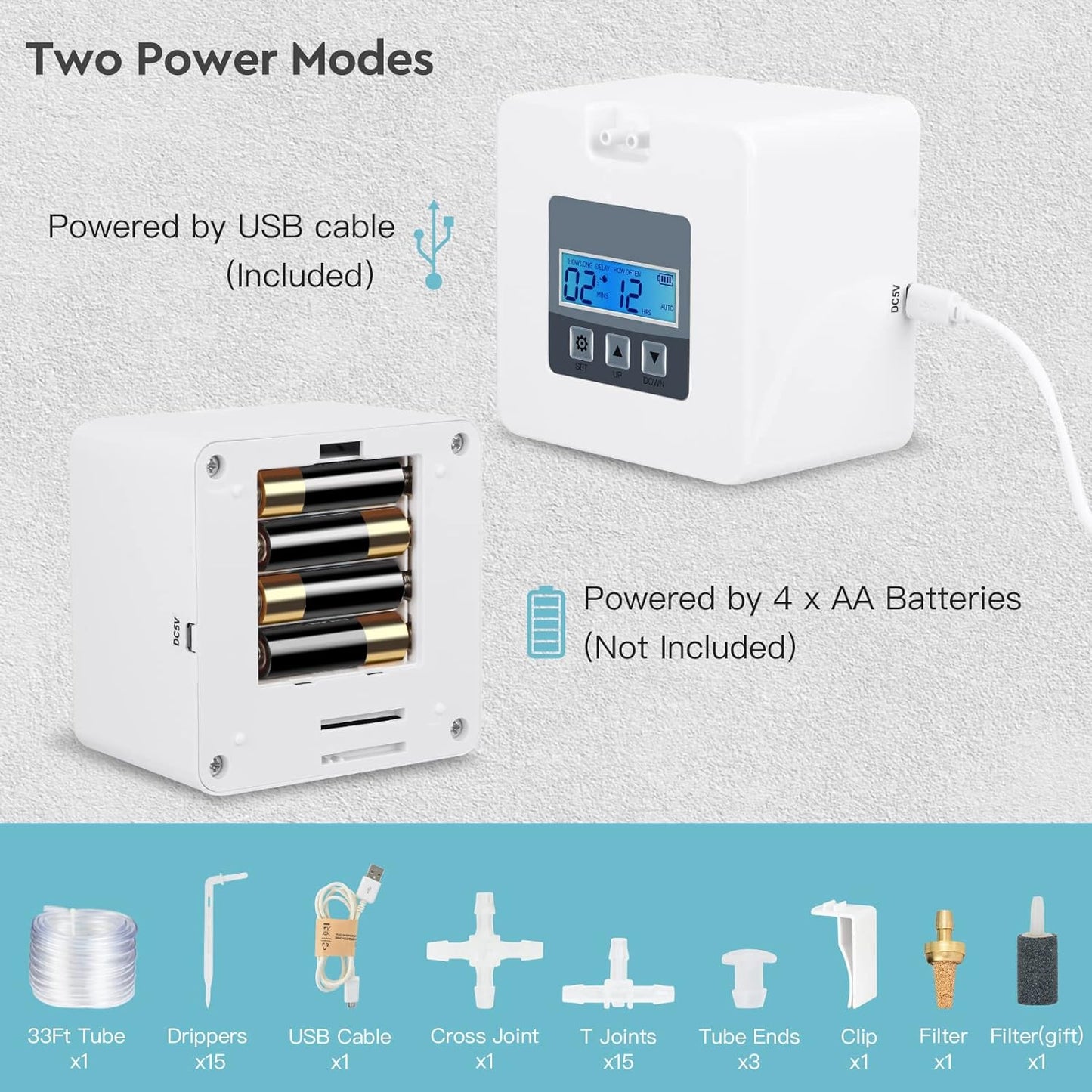 Irrigazione Automatica Vasi, Impianto Di Irrigazione Balcone Terrazzo, Sistema Di Irrigazione Automatica, Usb/Alimentazione a Batteria, Ideale per Le Vacanze