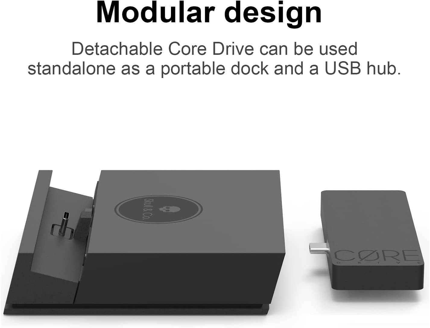 Jumpgate Portable Dock with Detachable USB Hub HDMI TV Adapter for Nintendo Switch OLED, Smartphone and Macbook - Black (With Extension Cable)