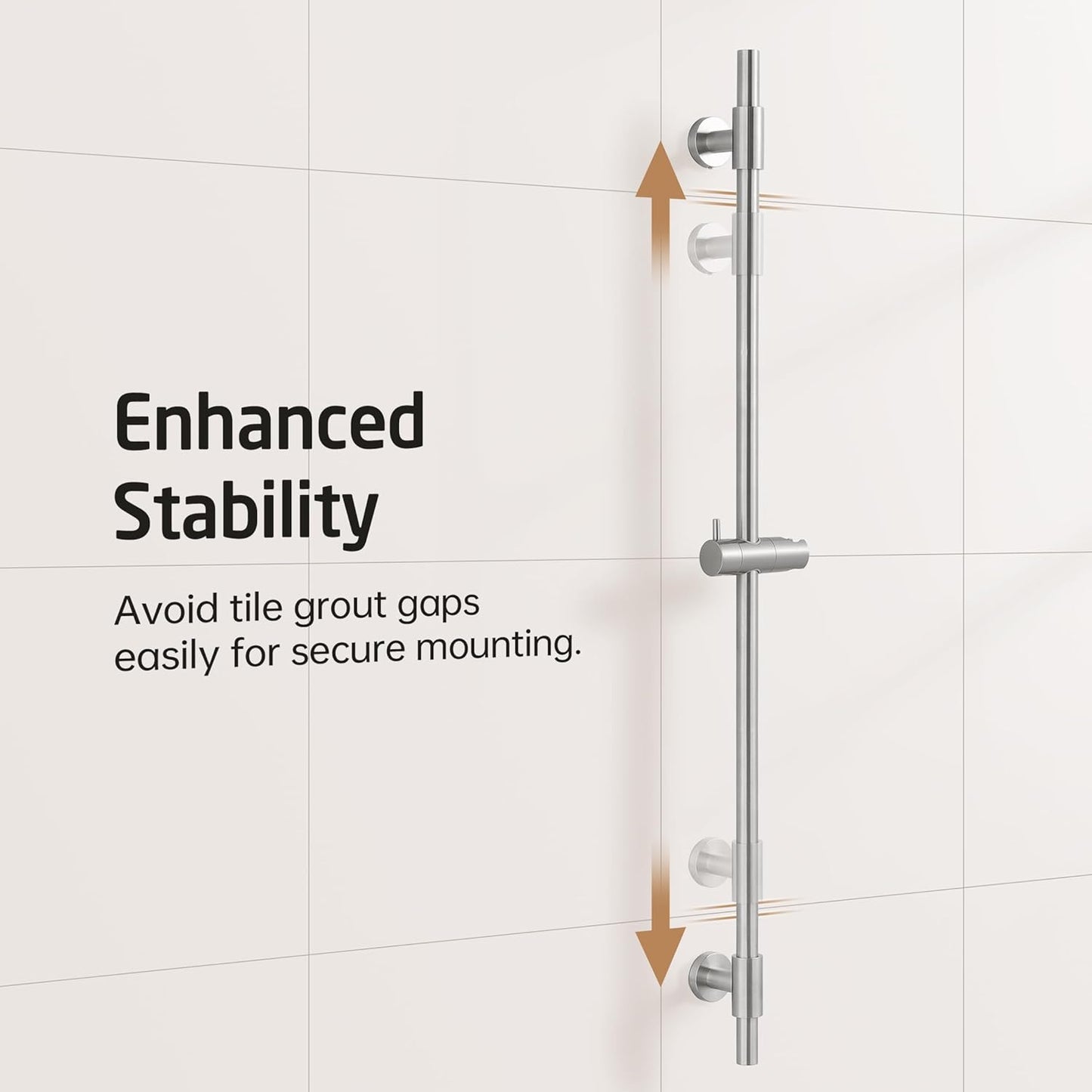 Saliscendi Doccia Acciaio Inox SUS304 100CM, Asta Doccia Saliscendi Asta Doccia Con Supporto Soffione Regolabile, Spazzolato, F209S100-BS