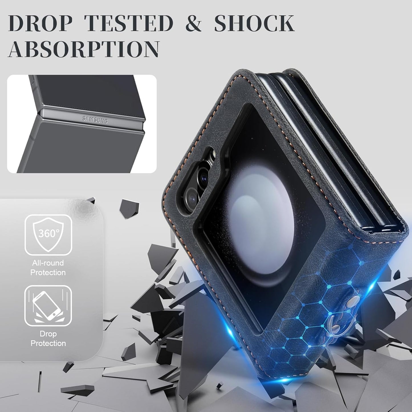 Custodia a Portafoglio per Galaxy Z Flip 5, Con Blocco RFID, Antiurto, Slot per Schede, Pelle PU Di Alta Qualità, Chiusura Magnetica, Custodia Verticale in Pelle Compatibile Con Samsung Galaxy Z