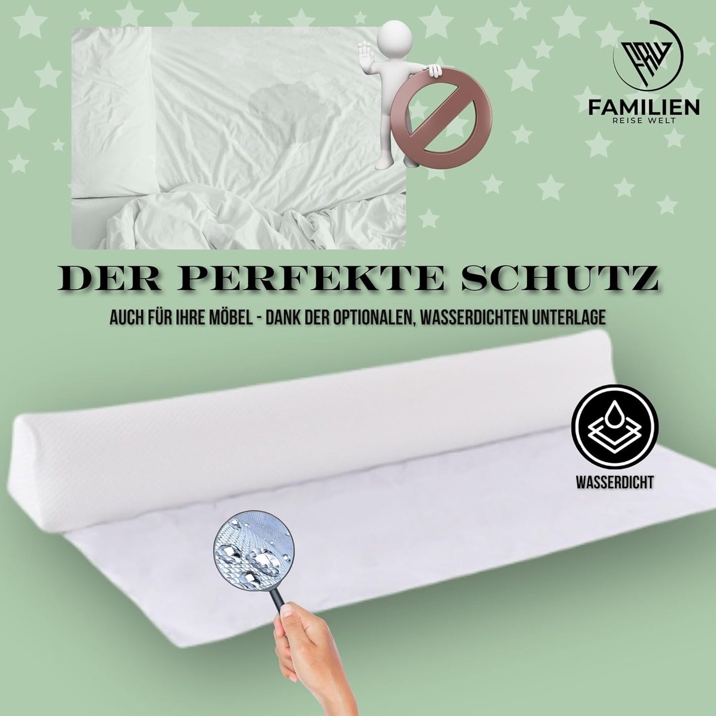 Maxx - Protezione Anticaduta Gonfiabile 3 in 1 per Bambini, Lunghezza 160 Cm, Altezza 20 Cm, Sicurezza Grazie Alla Protezione Dei Bordi Del Letto, Accessorio Da Viaggio Con Chiusura Lampo E