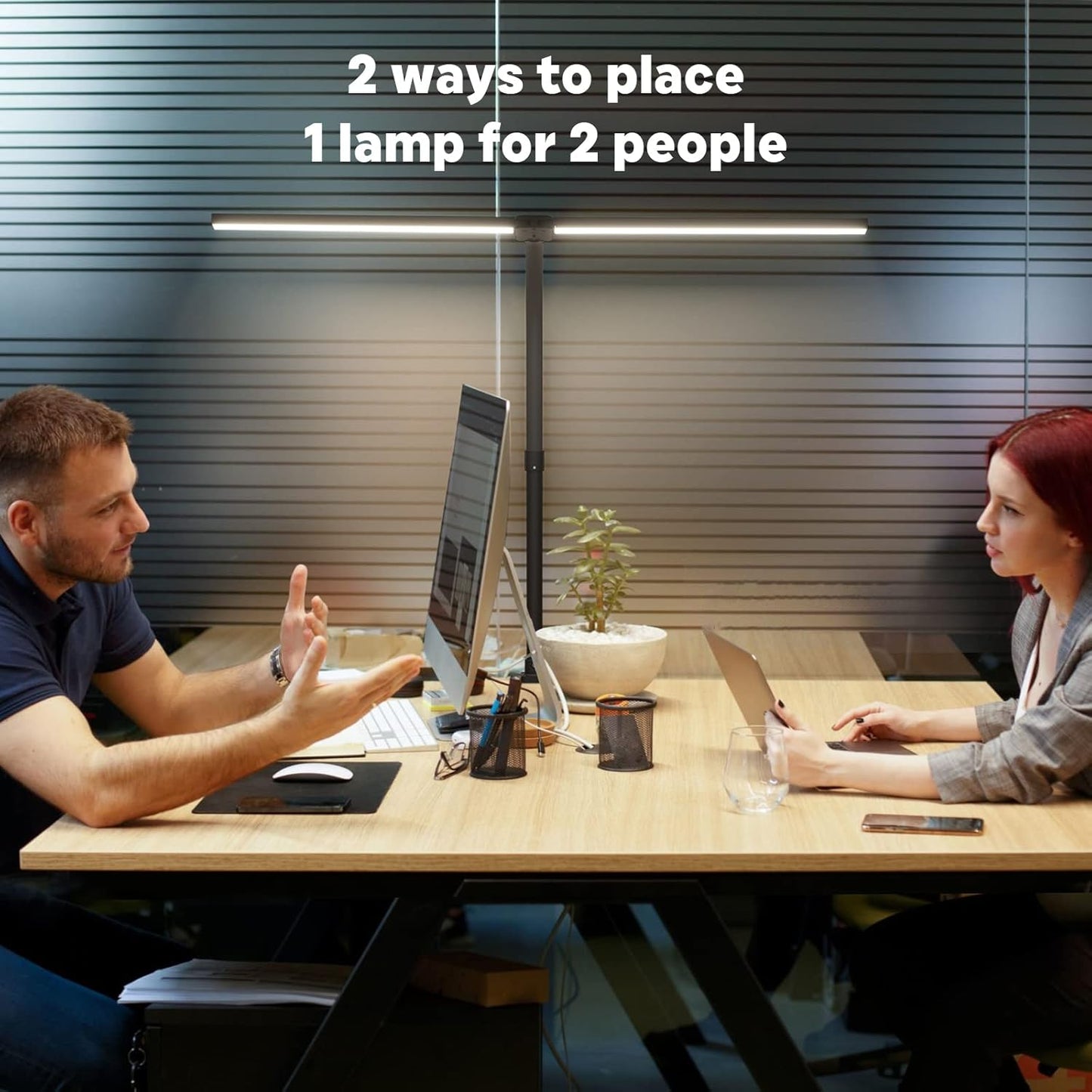 Lampada Da Scrivania a LED, Luce Da Tavolo Telecomandata 100 Modalità Di Illuminazione per L'Ufficio Casa, Collo D'Oca, Doppia Testa, 24 W, Nero