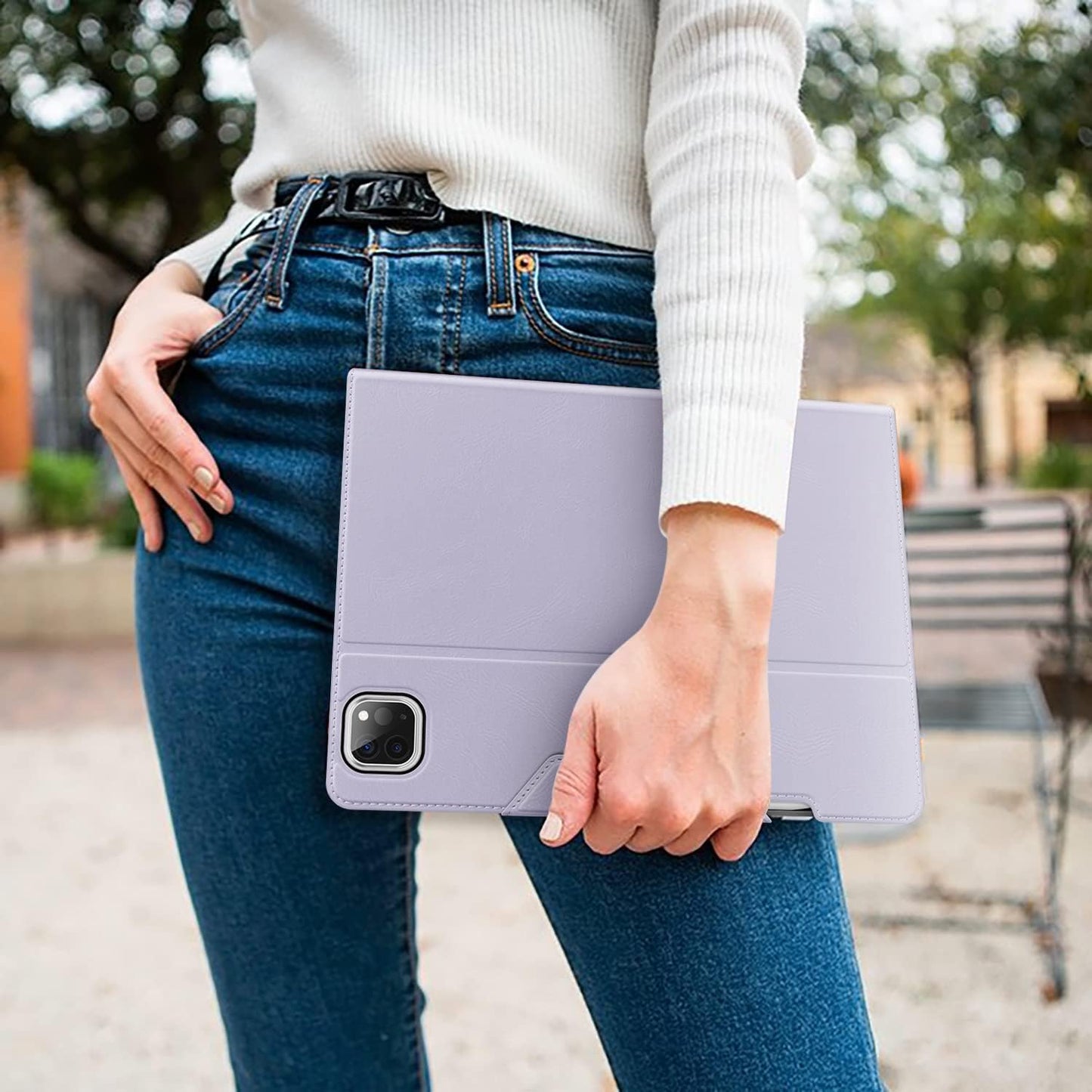 HOLIMET Custodia per Ipad Pro 12.9 2022 6 Generazione, 2022/2021/2020 (6A/5A/4A Gen) Ultra Smart Cover Con Pencil Holder per Pencil 2, Auto Svegliati/Sonno Case per Ipad Pro 12.9 Pollici - Viola
