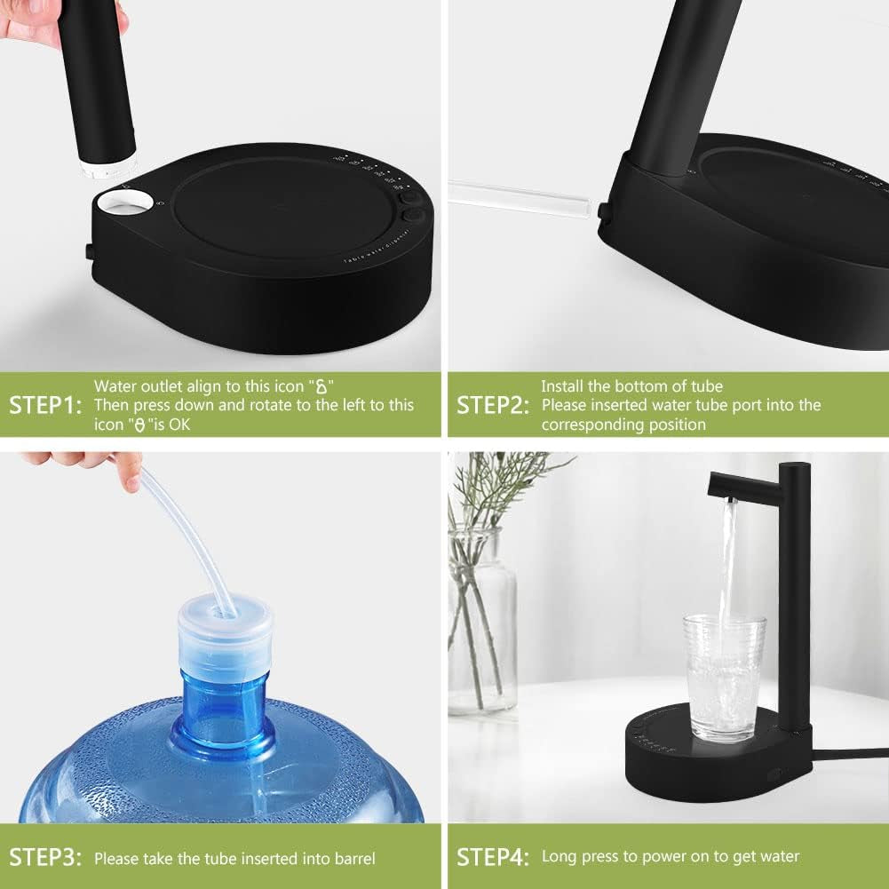 Dispenser Di Acqua Intelligente Automatico Universale, Pompa per Acqua Potabile Elettrica Portatile, Dispenser Automatico Di Acqua Potabile Ricaricabile USB, for Casa, Ufficio, Esterno (Nero)