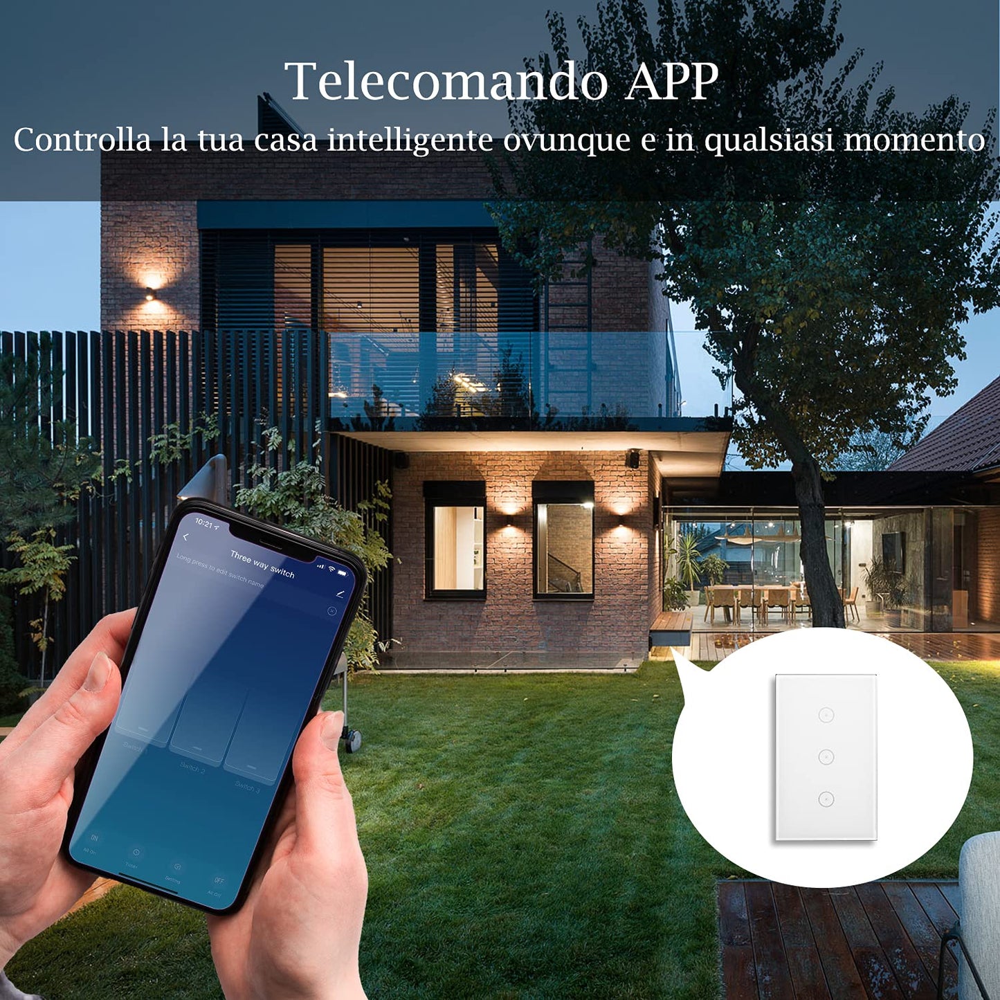 Interruttore Della Luce Intelligente Wifi, Controllo Vocale Funziona Con Alexa E Google Home, Timer E Condivisione Dispositivo, È Necessario Il Filo Di Neutro, Bianco 3 Way(2Pcs)