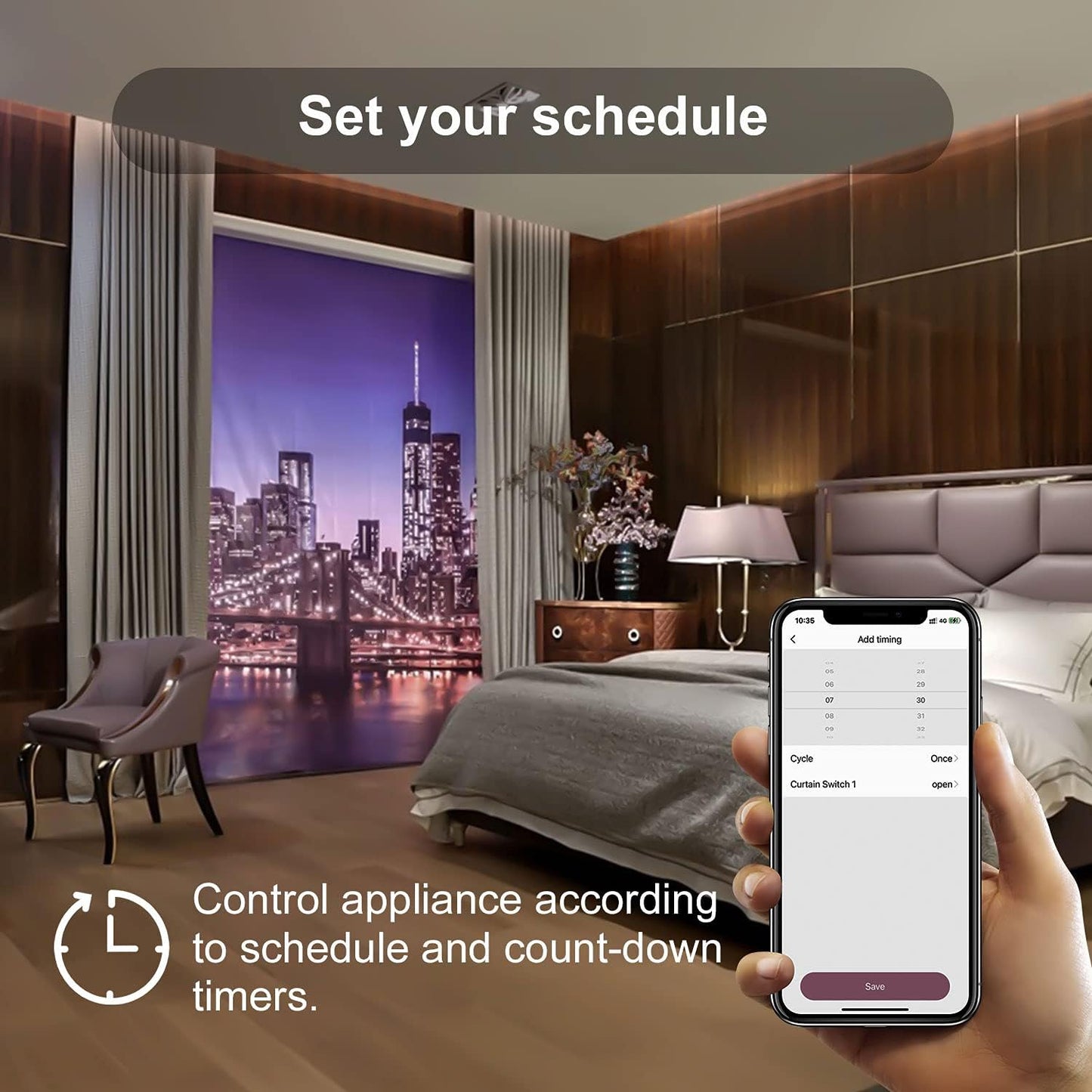 Interruttore per Tapparelle WLAN, Interruttore per Tapparelle Alexa, Compatibile Con Alexa E Google Home, Controllo Tramite App E Funzione Timer