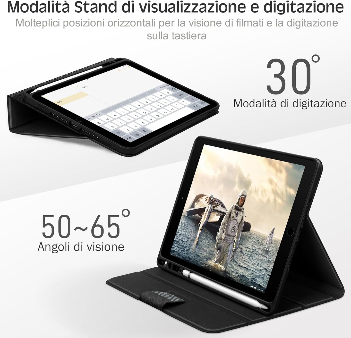 Custodia per Ipad Air 3 10.5" 2019 / Ipad Pro 10.5" 2017 Modello Con Portapenne, Funzione Auto Sleep/Wake & Supporto, in Pelle Vegana, Smart Cover Case per Ipad Da 10.5"