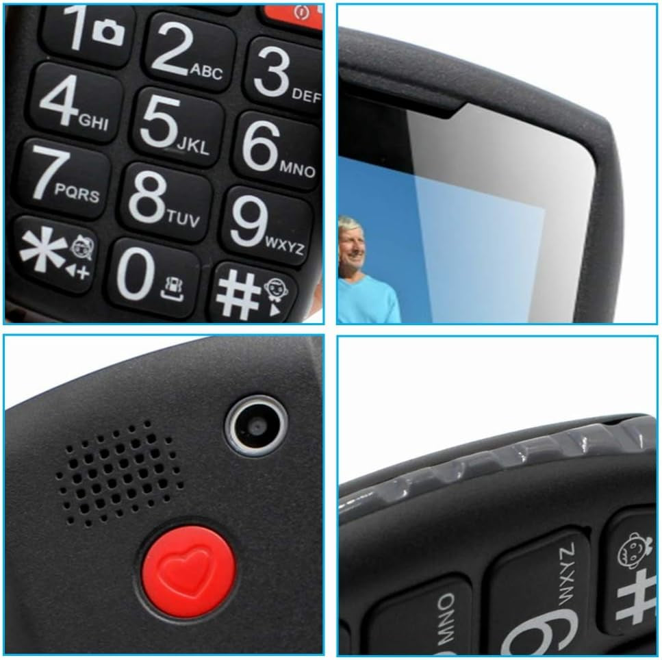 C1 Telefono Cellulare Anziani, Pulsanti Grandi, Volume Grande, Funzione Sos,Nero