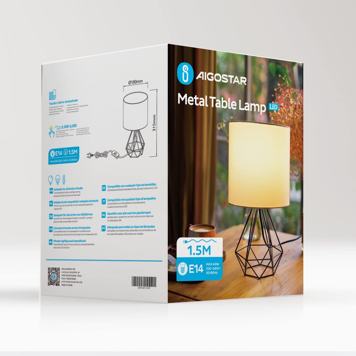 - Lampada Da Tavolo in Stile Industriale Retrò, Portalampada Con Attacco Piccolo E14, Lampada Comodino Con Base in Metallo E Paralume Bianco, Perfetto per Decorare Qualsiasi Stanza