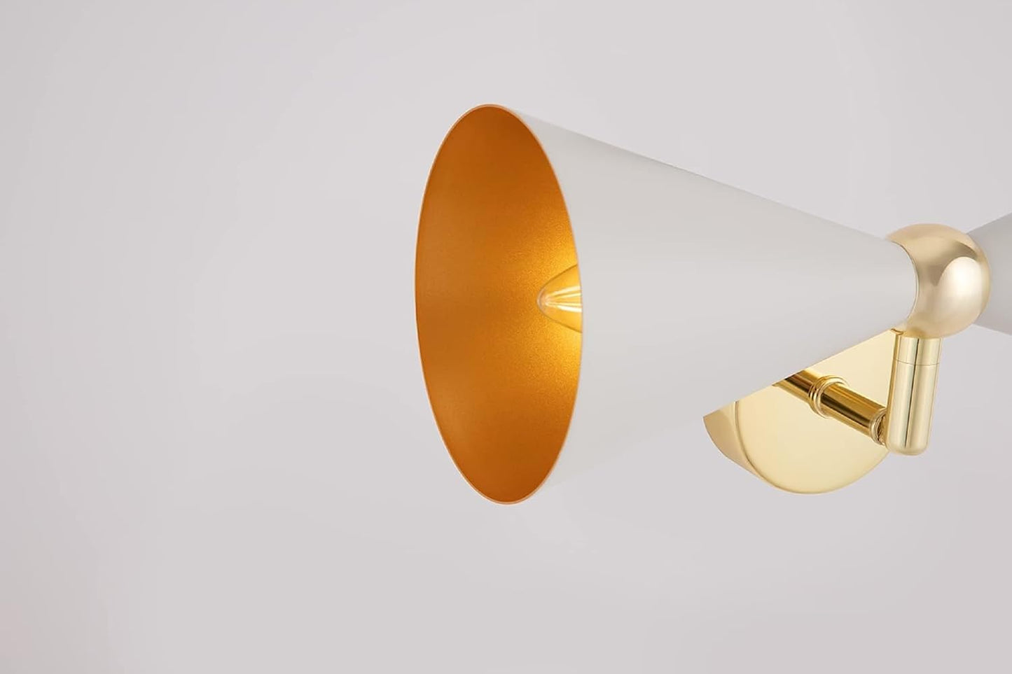 Moderna Applique Lampada Da Parete Bidirezionale a 2 Luci, Bianco E Oro, Paralumi Orientabili, per 2 Lampadine E14 40W Non Incl. per Sala, Camera Da Letto, Soggiorno, Cucina