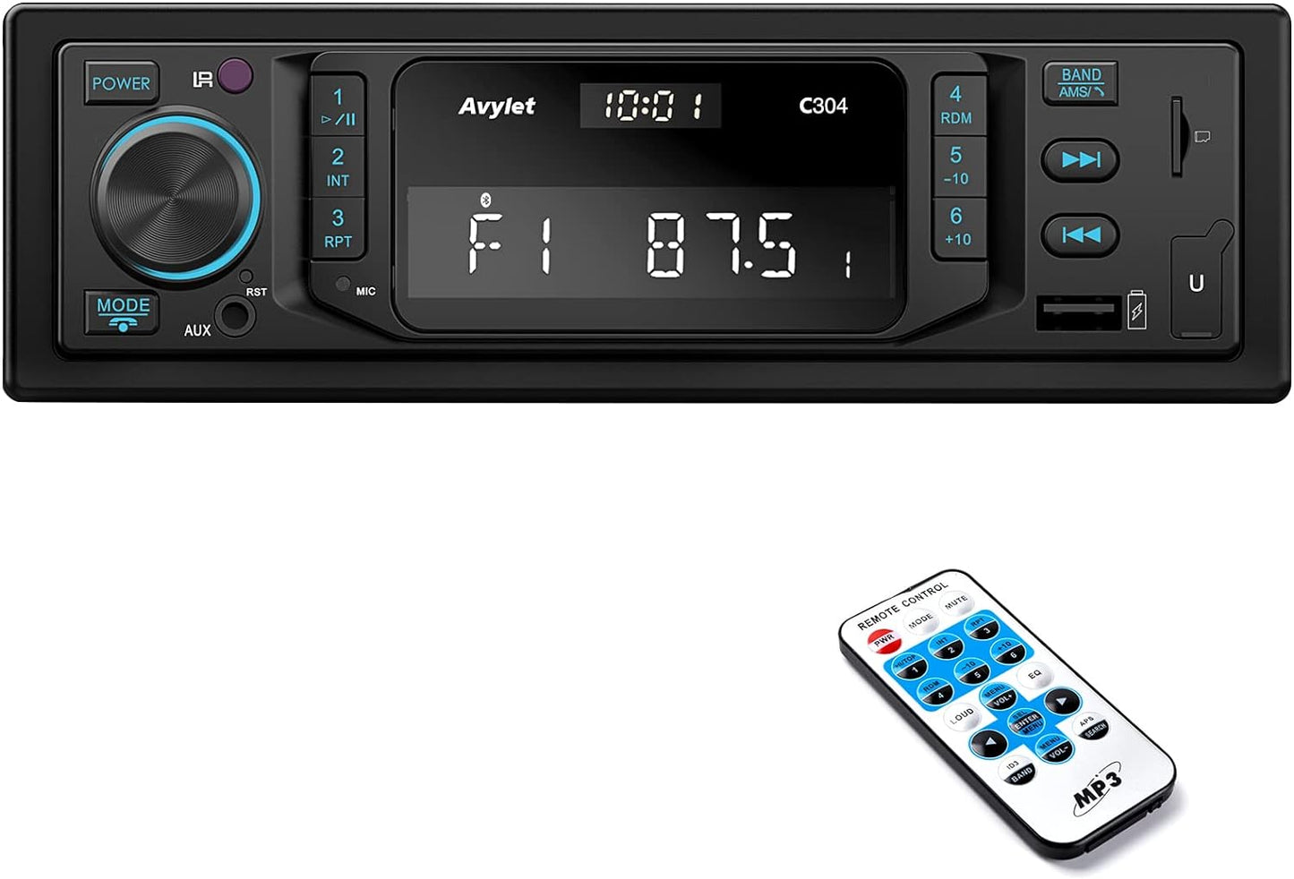 RDS Autoradio Bluetooth Vivavoce, Radio Stereo 1DIN Bluetooth 5.0, 7 Luce Del Pulsante Di Colore, 9-30V, 60WX4 Supporto Fm/Am/Aux/Usb/Sd/Ios/Android/Remote Control, Salva 30 Stazioni